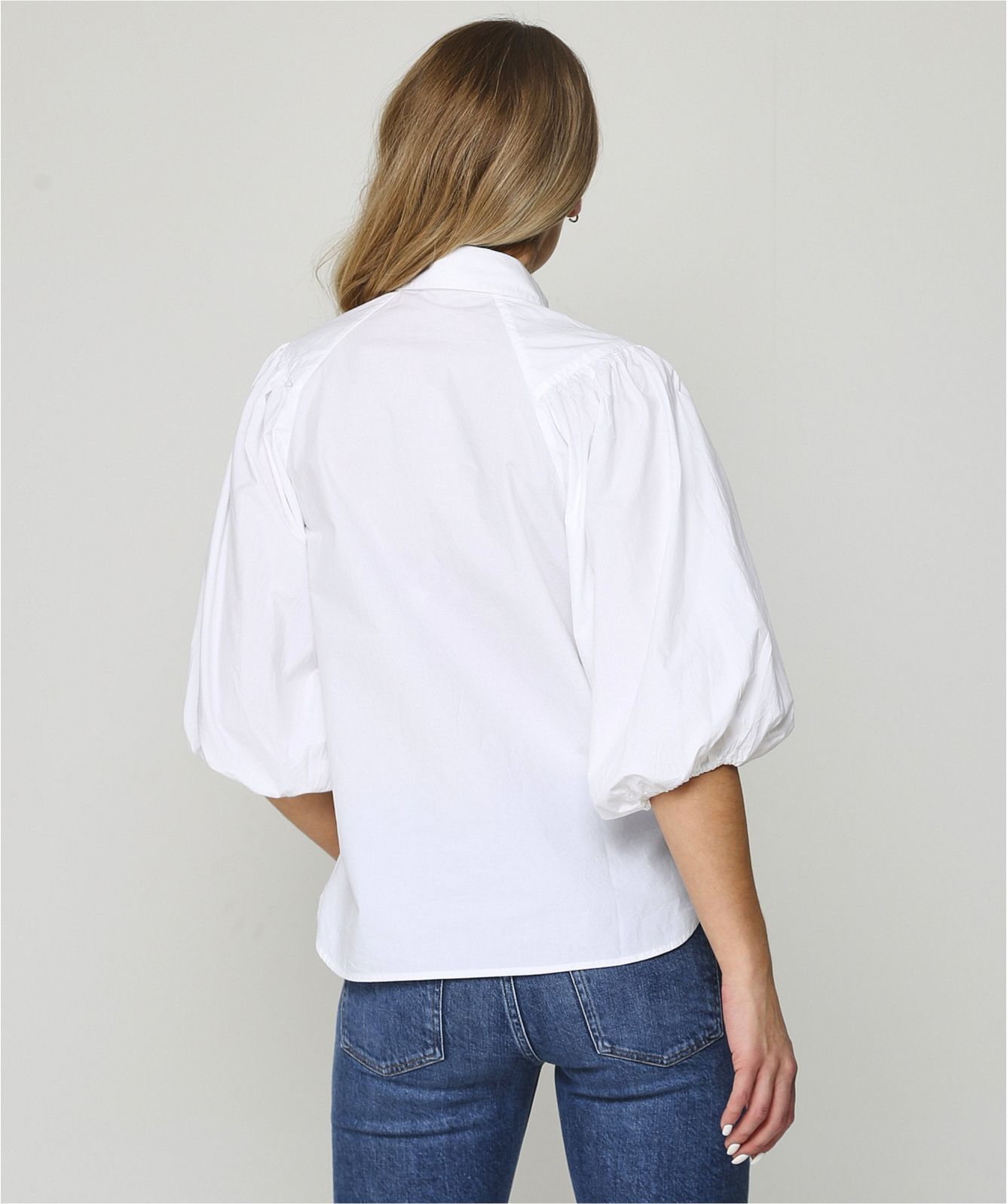 Ganni White Puff Sleeve Cotton Shirt Medium image 6