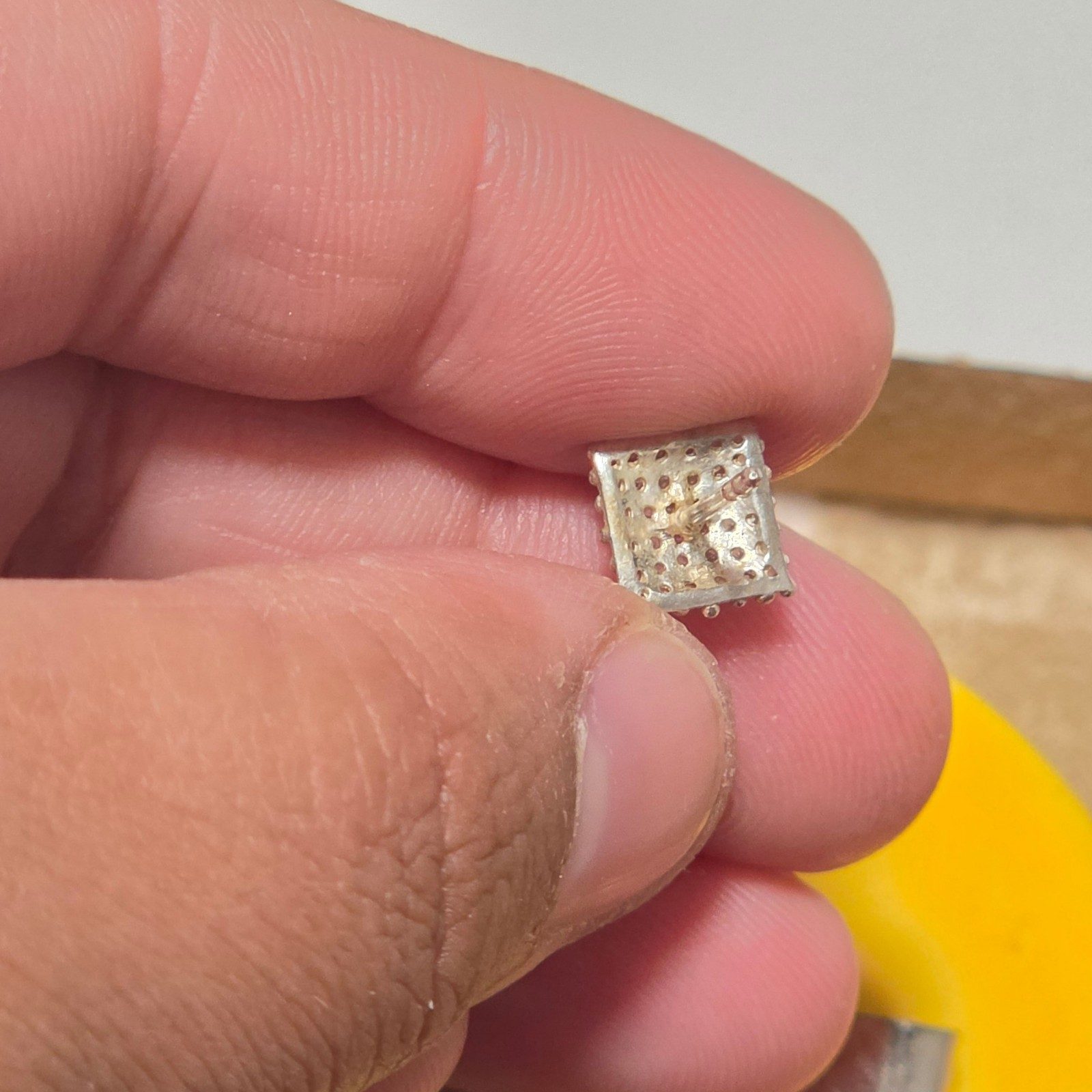 Sterling Silver Tone Rhinestone Square Stud Earrings .b6 image 5