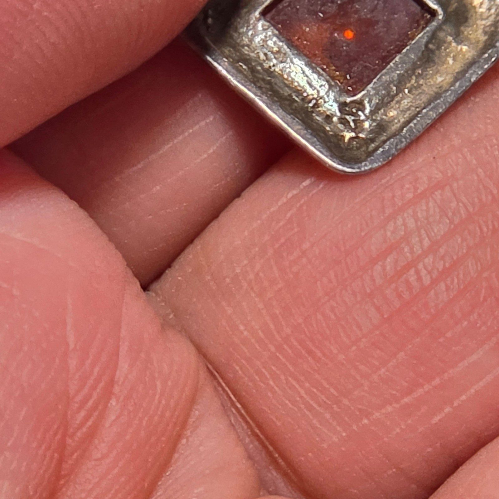 Vintage Amber sterling Silver Tone Square Earrings.b6 image 4