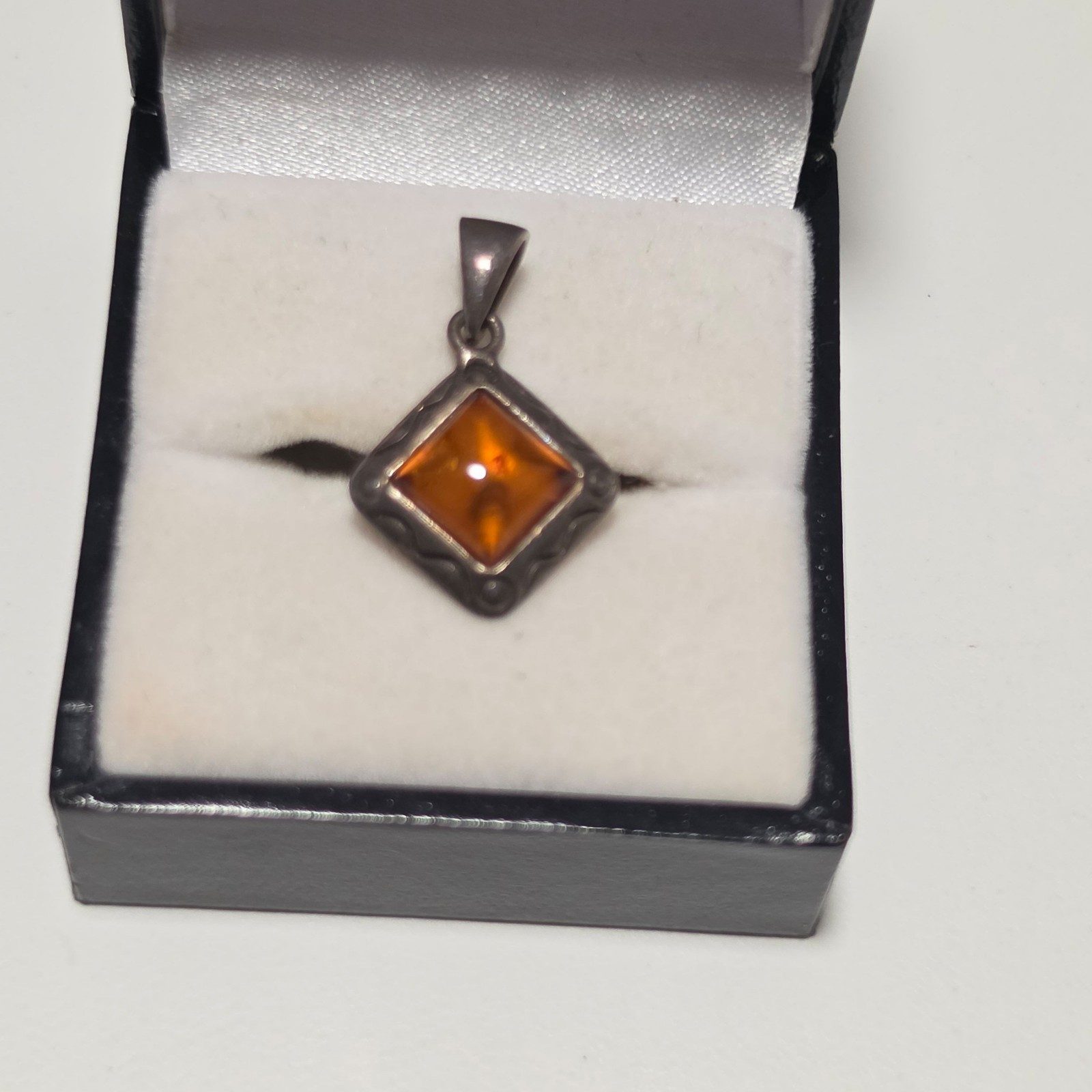 Amber & Silver Square Pendant.b6 image 2
