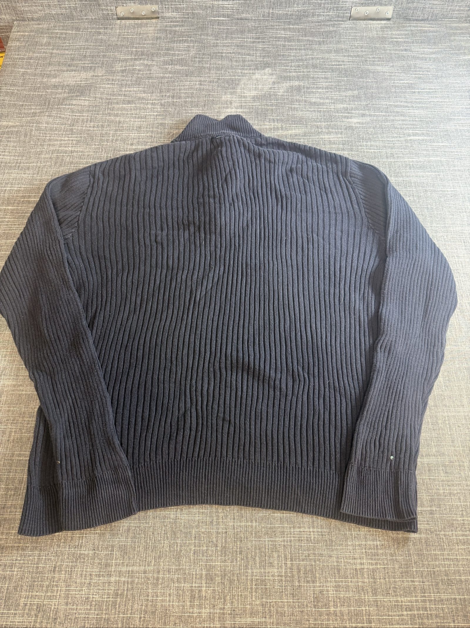 Nautica Men’s Ribbed Cotton 1/4 Zip Sweater XL Navy Blue image 5