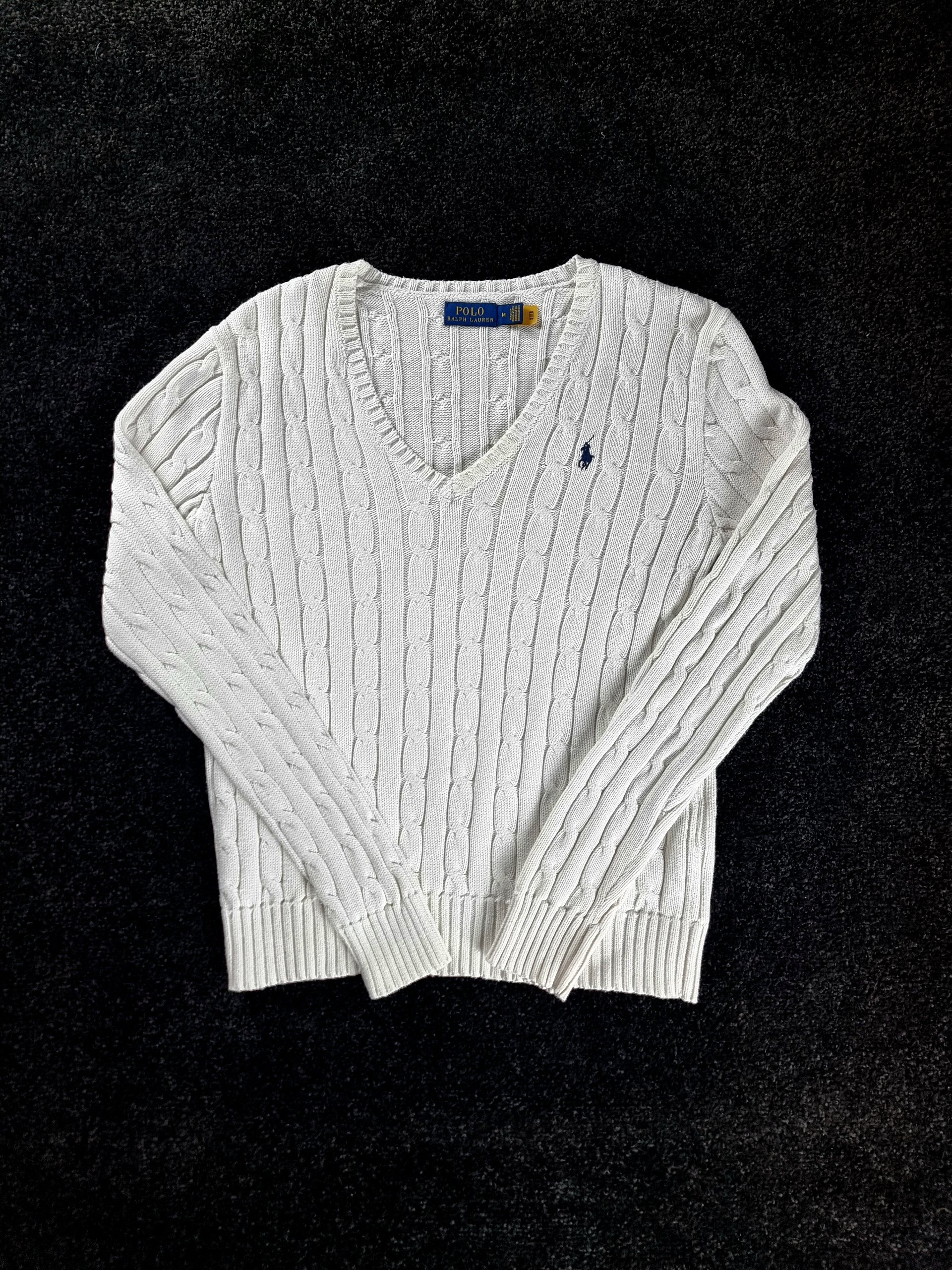 Sweater Cable Knit Polo Ralph Lauren Women M White image 2