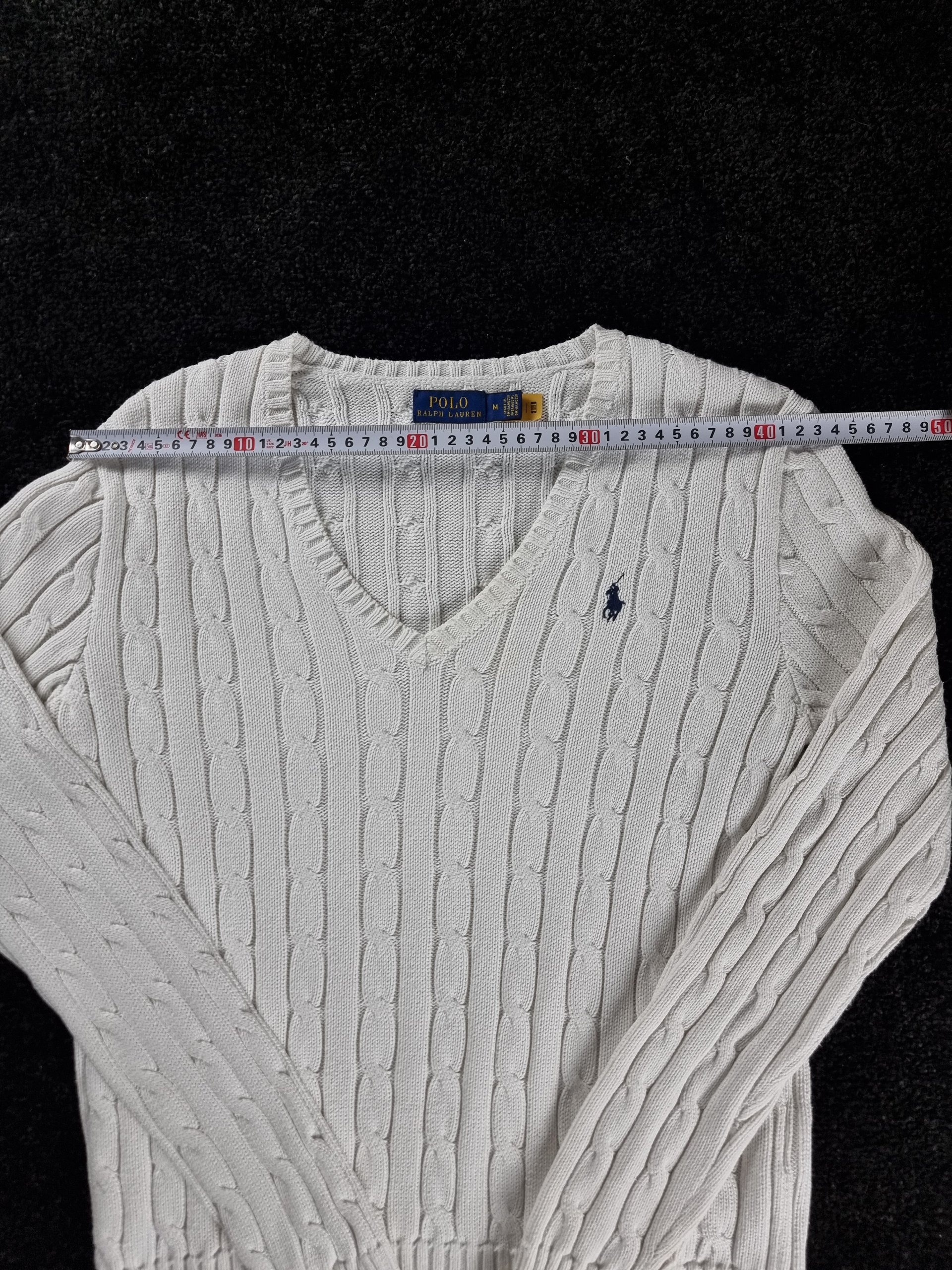 Sweater Cable Knit Polo Ralph Lauren Women M White image 9