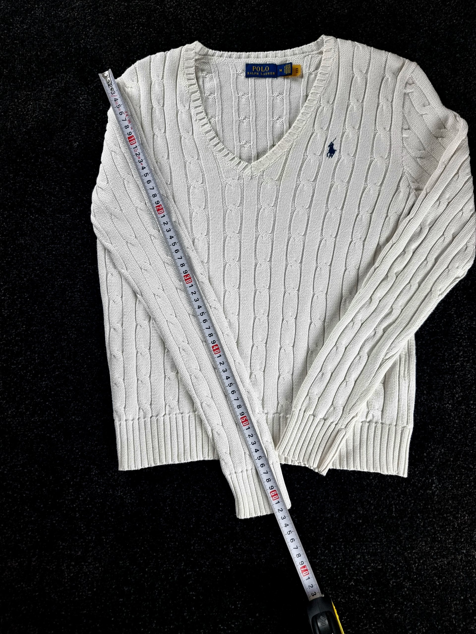 Sweater Cable Knit Polo Ralph Lauren Women M White image 10