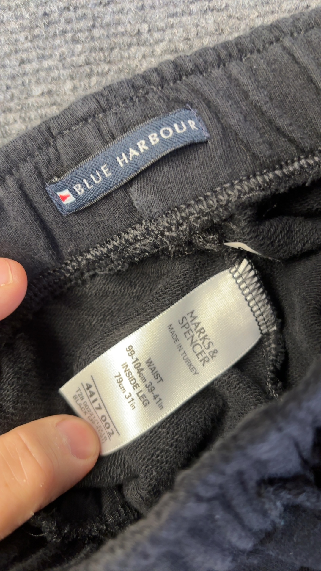 Marks & Spencer Black Blue Harbour Track Pants Large 39-41"Waist Cotton Polyester image 5