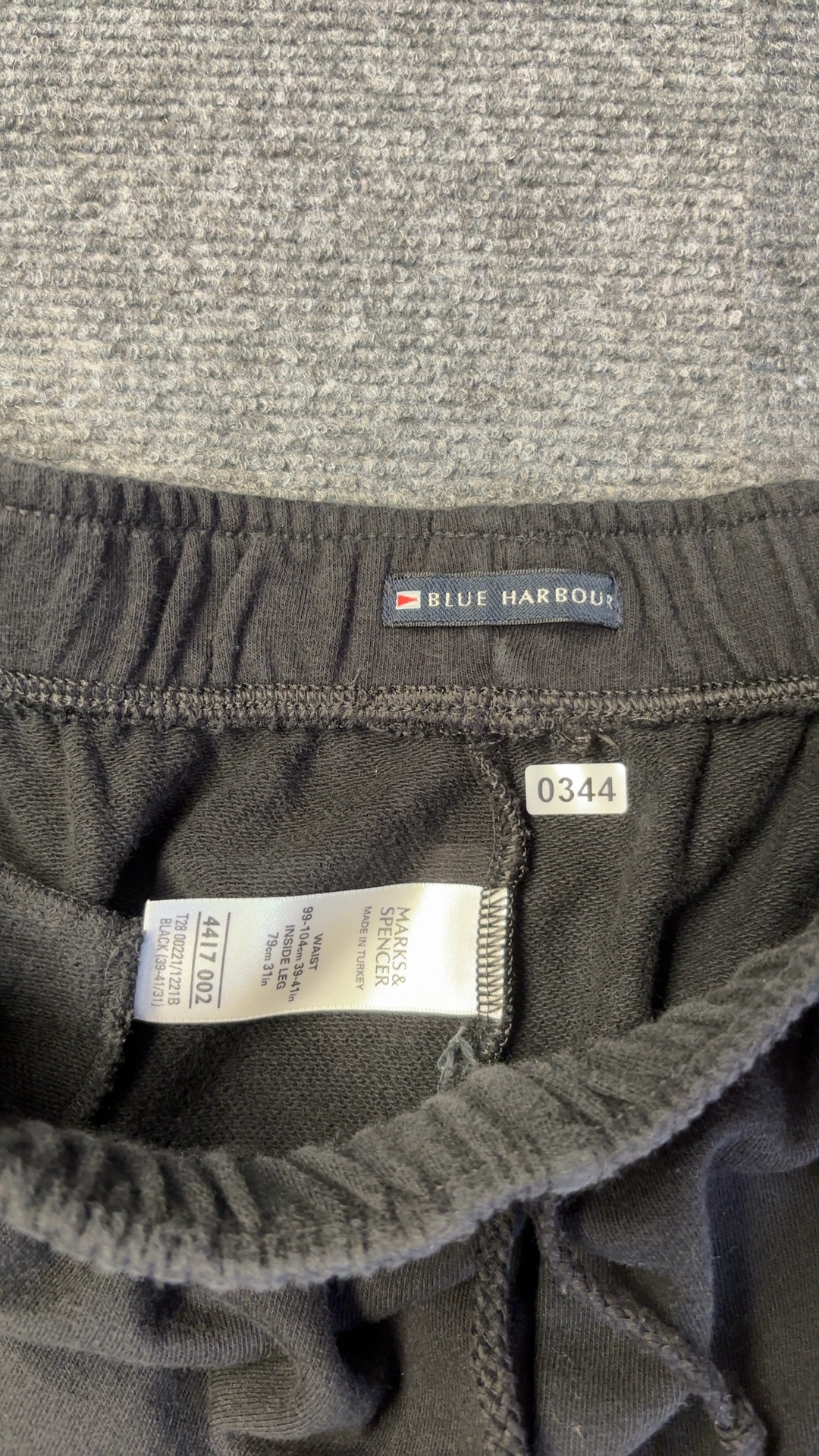 Marks & Spencer Black Blue Harbour Track Pants Large 39-41"Waist Cotton Polyester image 6