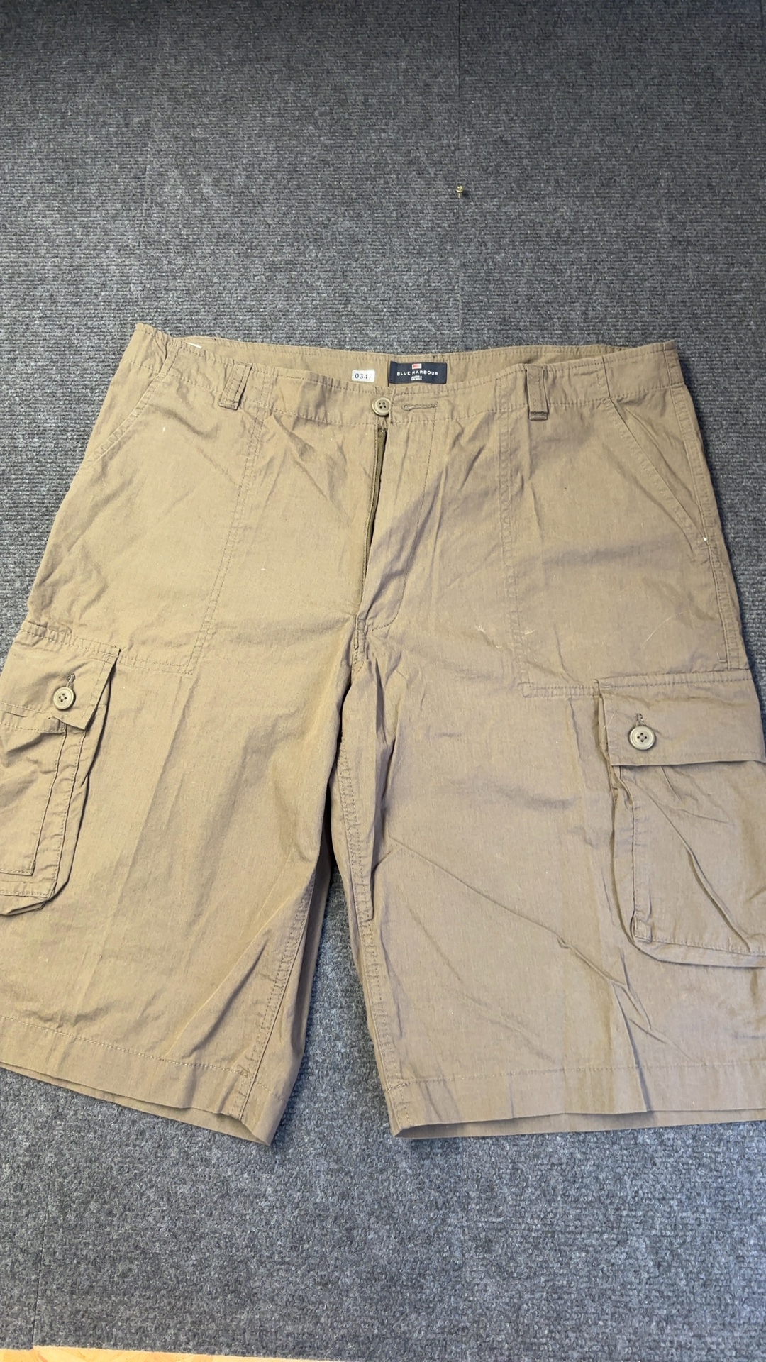 Marks & Spencer Men's Olive Green/Brown Cargo Shorts Large with Button Pockets