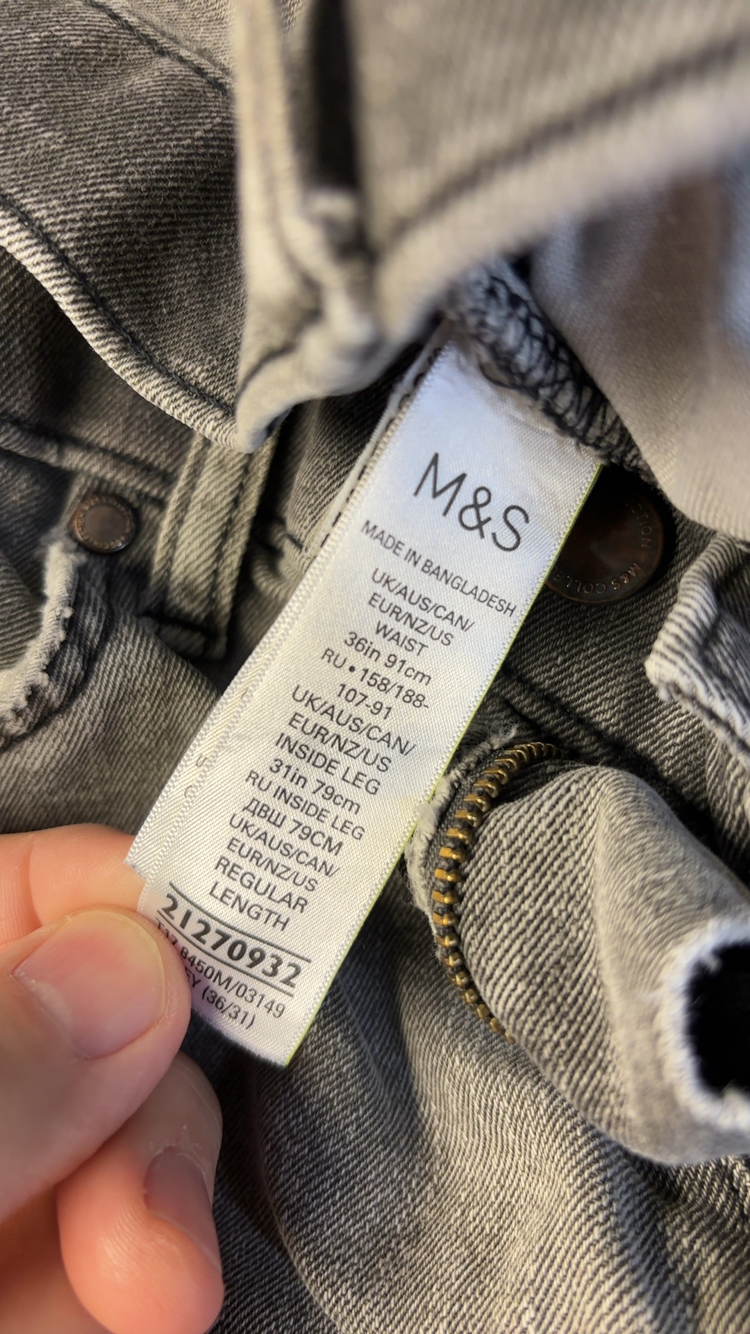 Marks & Spencer Grey Denim Jeans 36 Waist 31 Length Regular Fit image 6