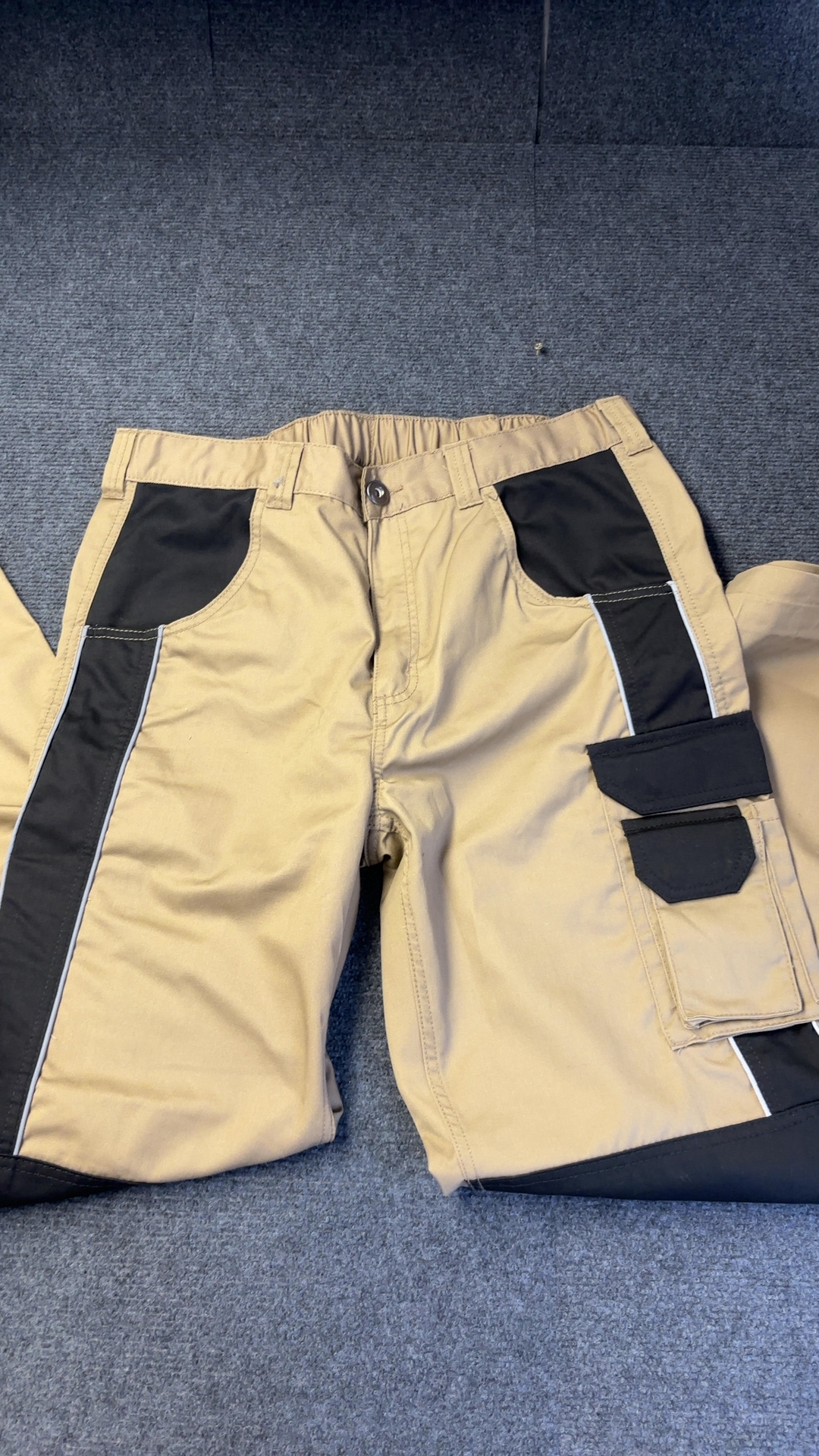Beige & Black Cargo Trousers Size 46 Elastic Waist excellent condition