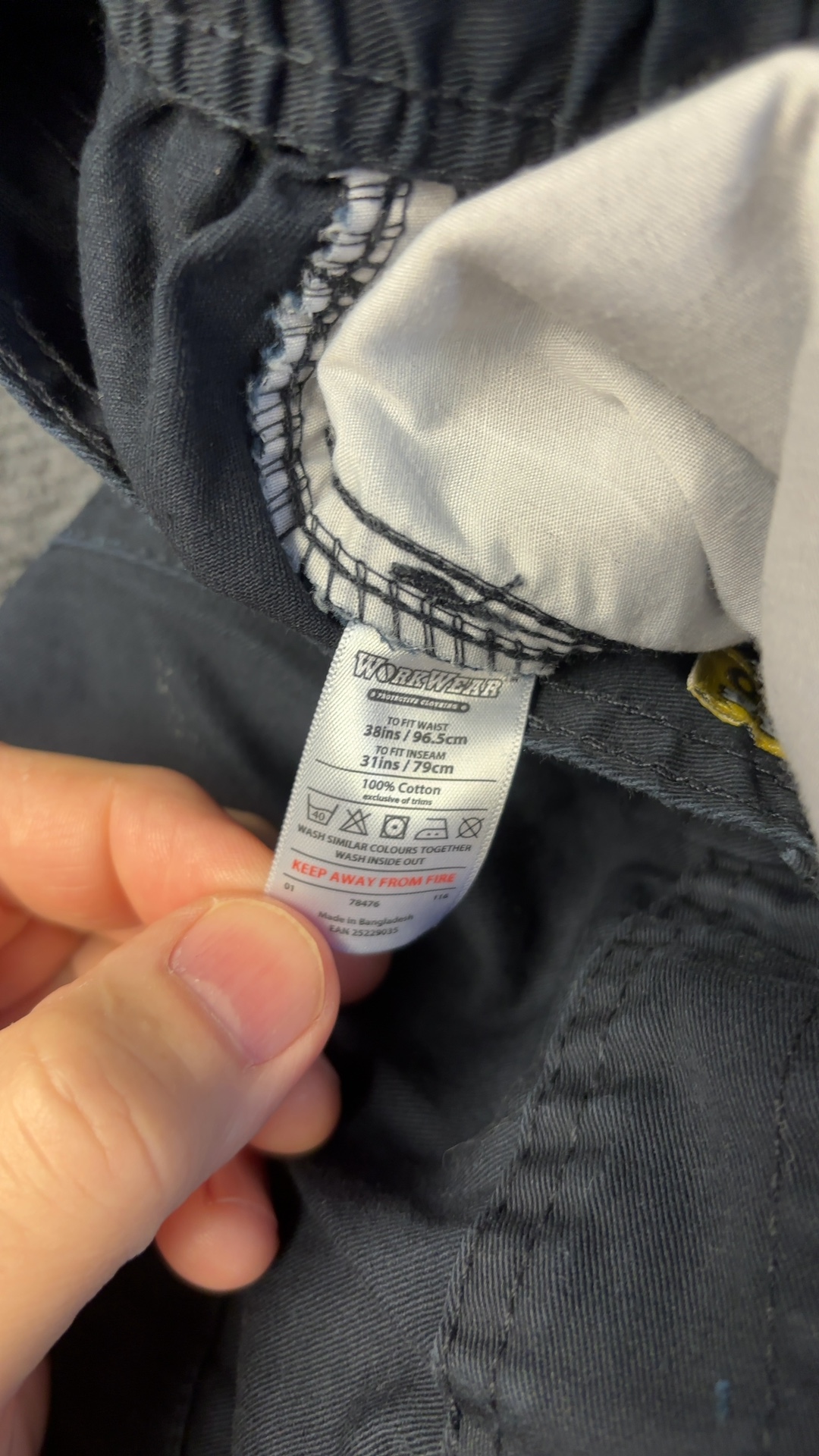 WorkWear Navy Cargo Trousers 38R 100% Cotton image 5