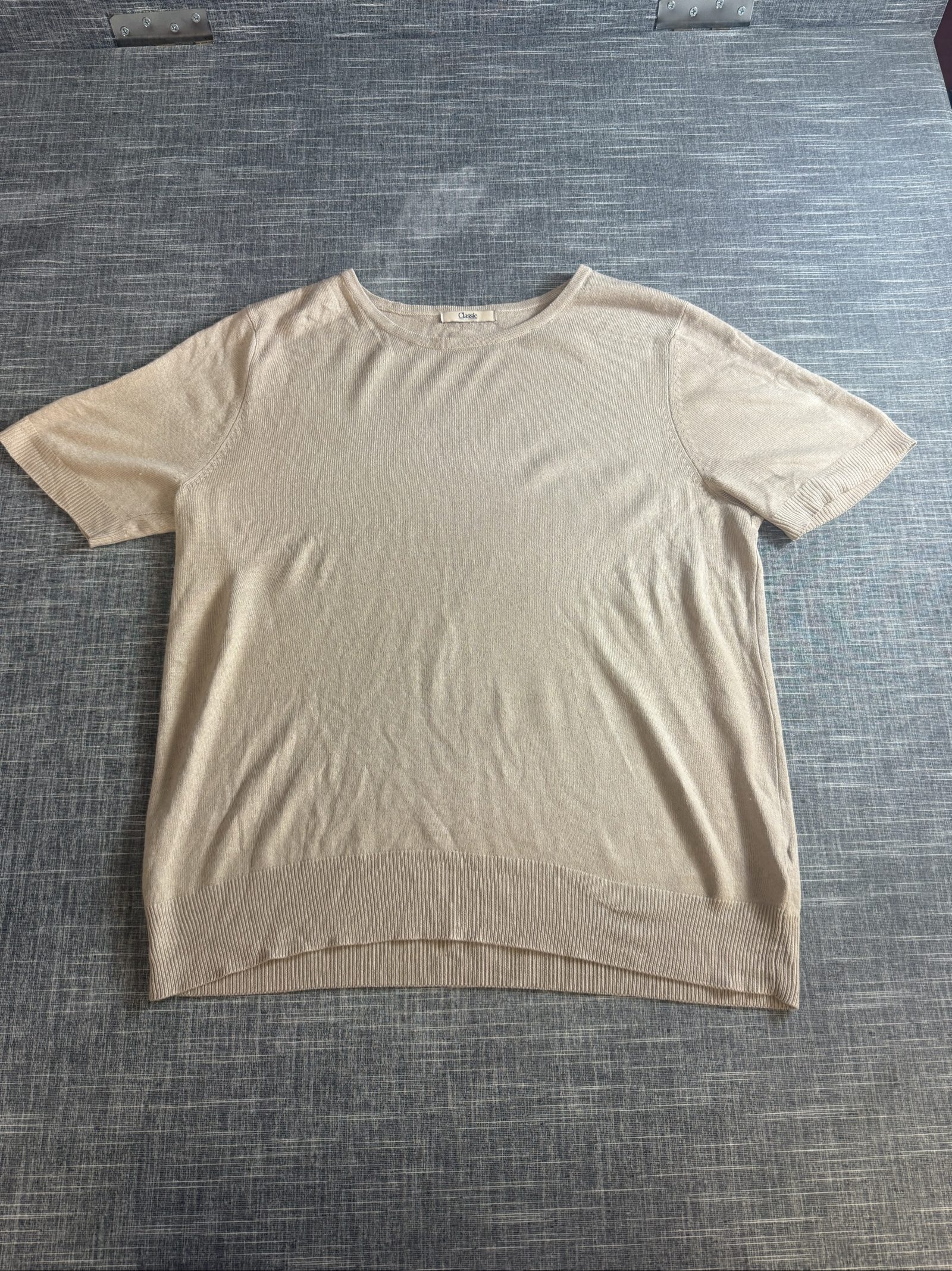 M&S Women’s Classic Stone Acrylic Short Sleeve Jumper UK 16