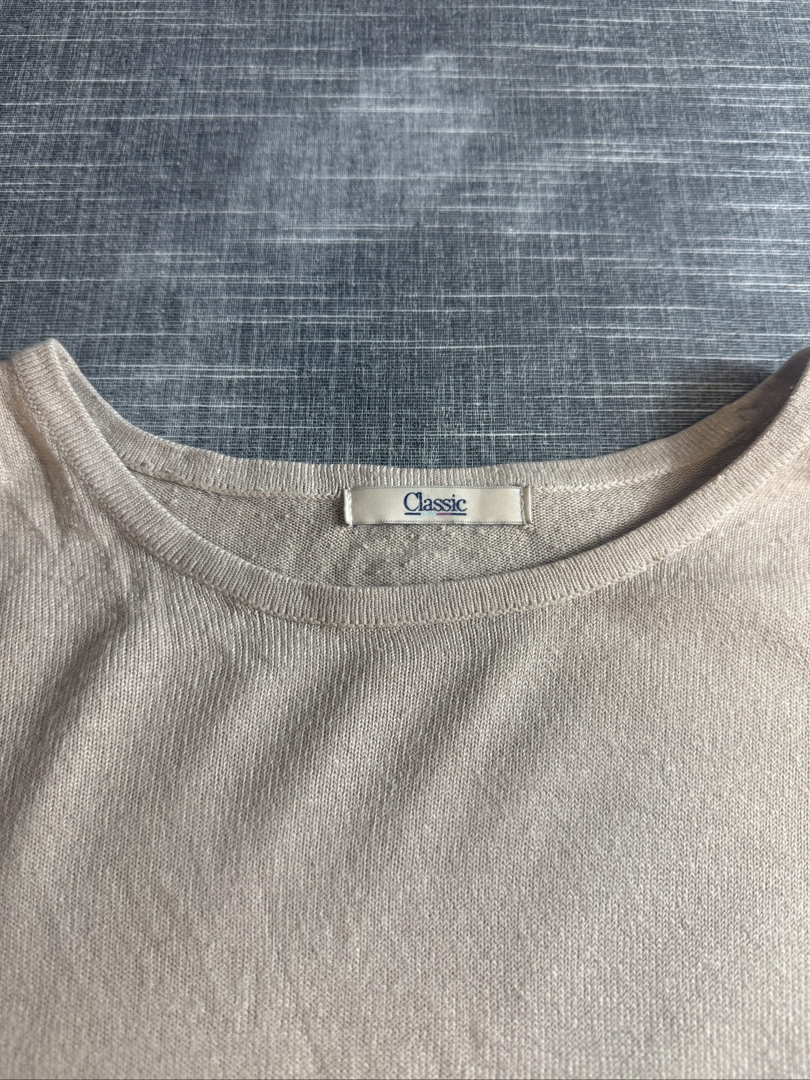 M&S Women’s Classic Stone Acrylic Short Sleeve Jumper UK 16 image 2