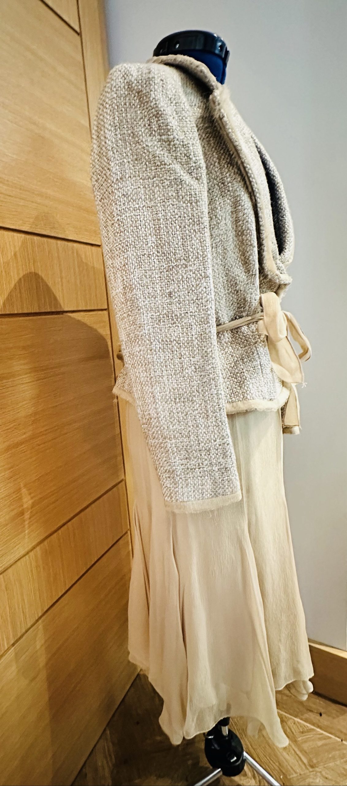 Zara Beige Women's Tweed Jacket & Silk Skirt Set Large image 8