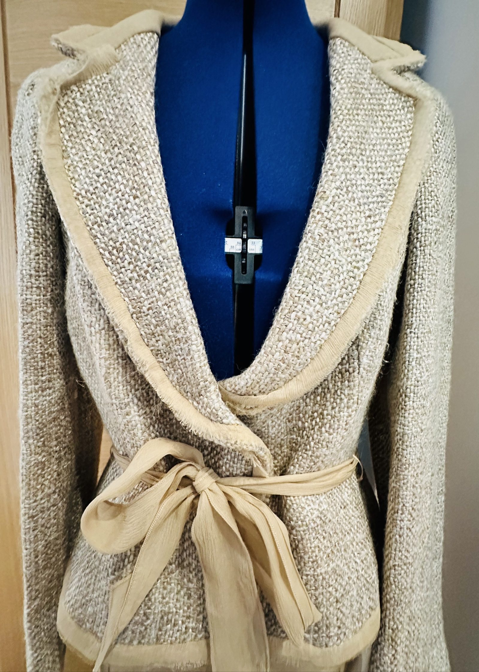 Zara Beige Women's Tweed Jacket & Silk Skirt Set Large image 9