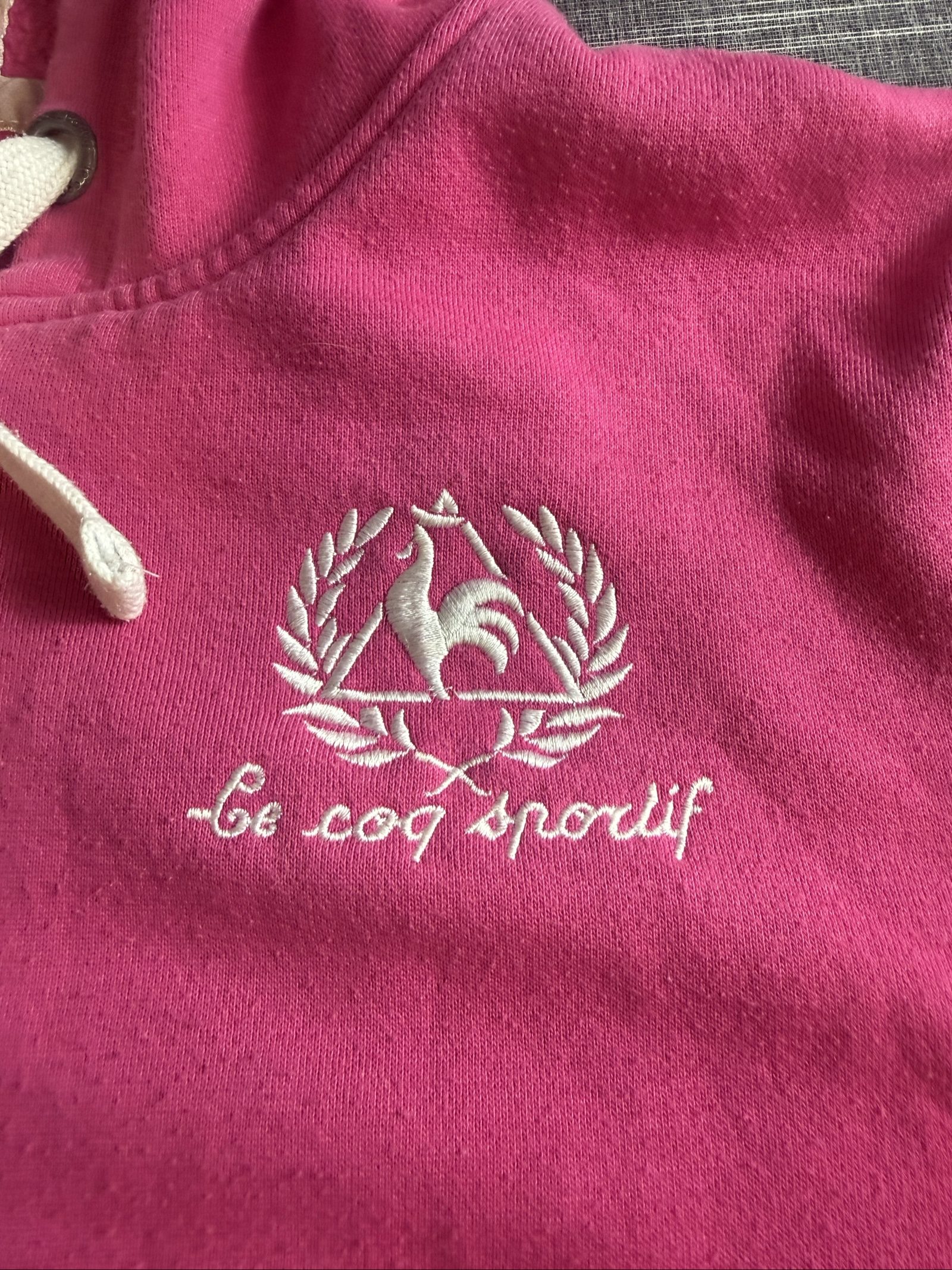 Le Coq Sportif Women’s Pink Zip-Up Hoodie Size 12 Logo Embroidered image 2