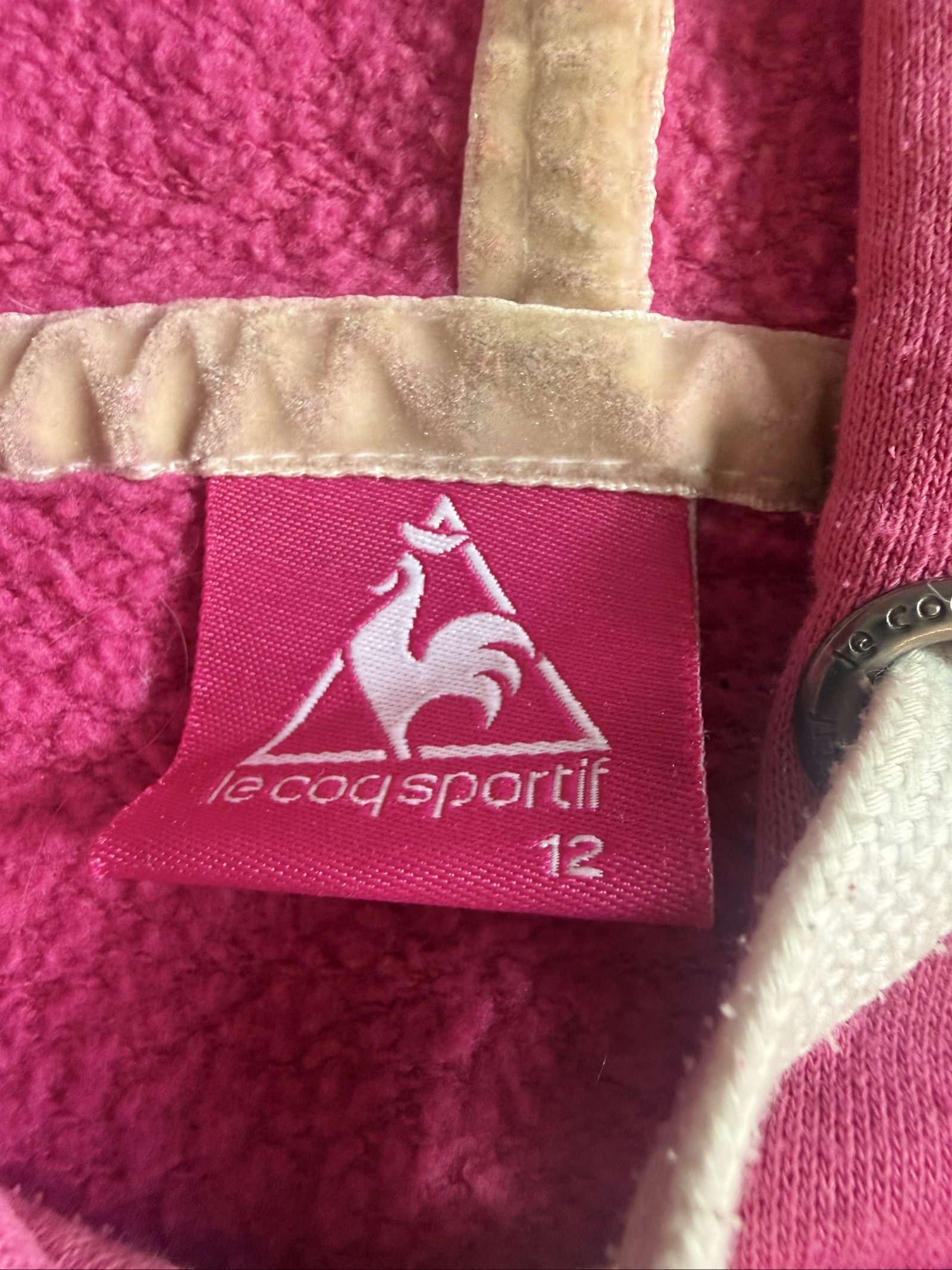 Le Coq Sportif Women’s Pink Zip-Up Hoodie Size 12 Logo Embroidered image 3