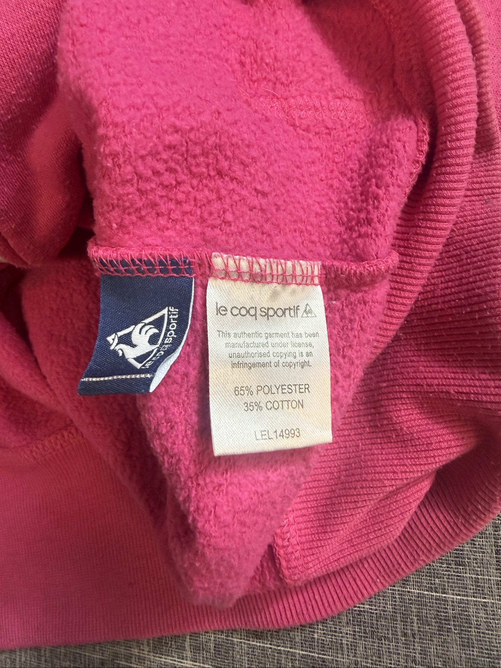 Le Coq Sportif Women’s Pink Zip-Up Hoodie Size 12 Logo Embroidered image 6