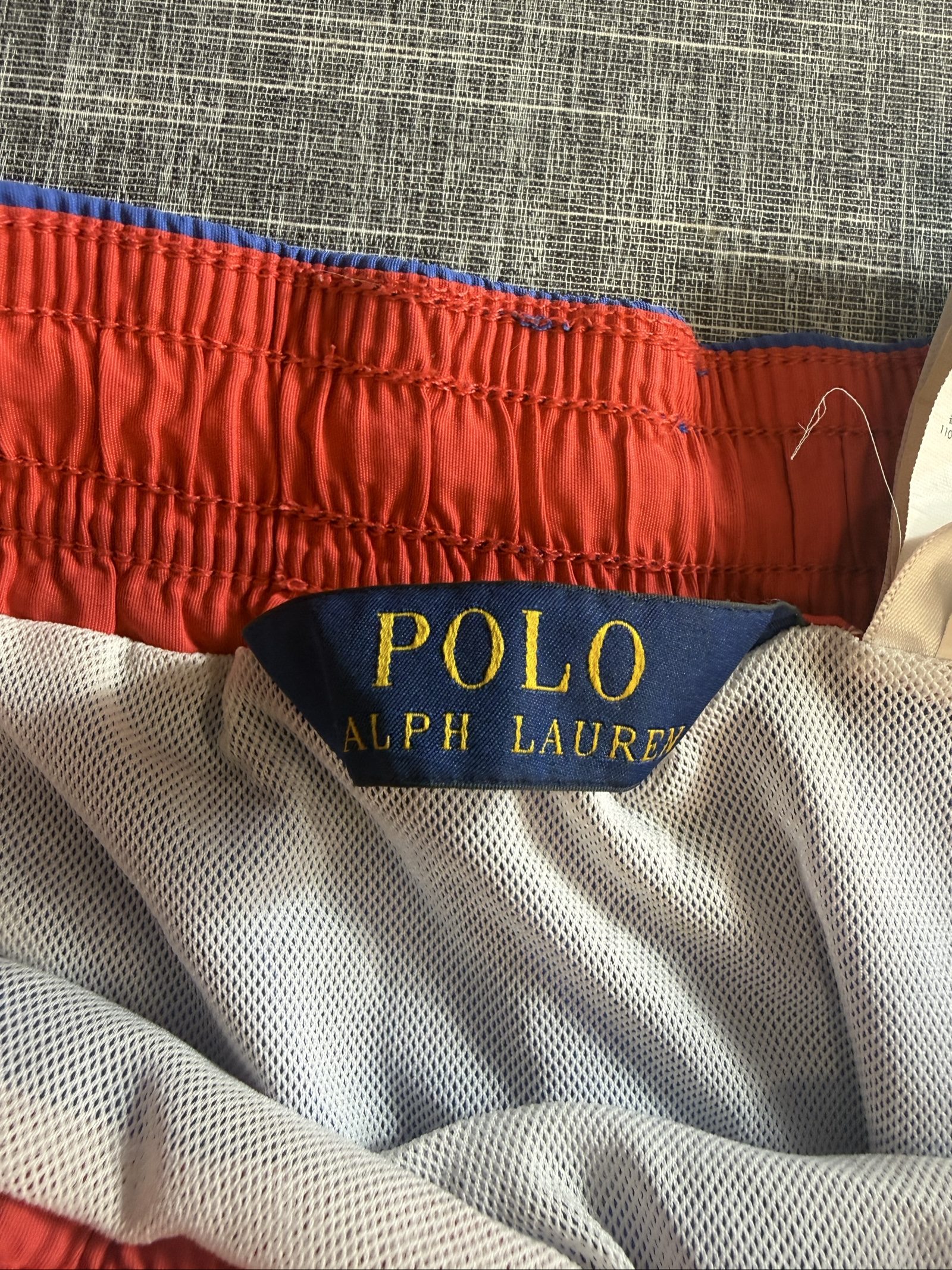 Polo Ralph Lauren Men’s Swim Shorts Medium Blue Red Drawstring Mesh Lining image 3