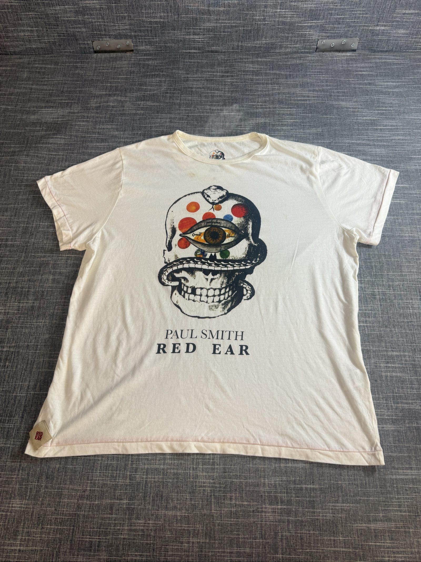 Paul Smith Men’s Red Ear Graphic Print T-Shirt Large White Cotton