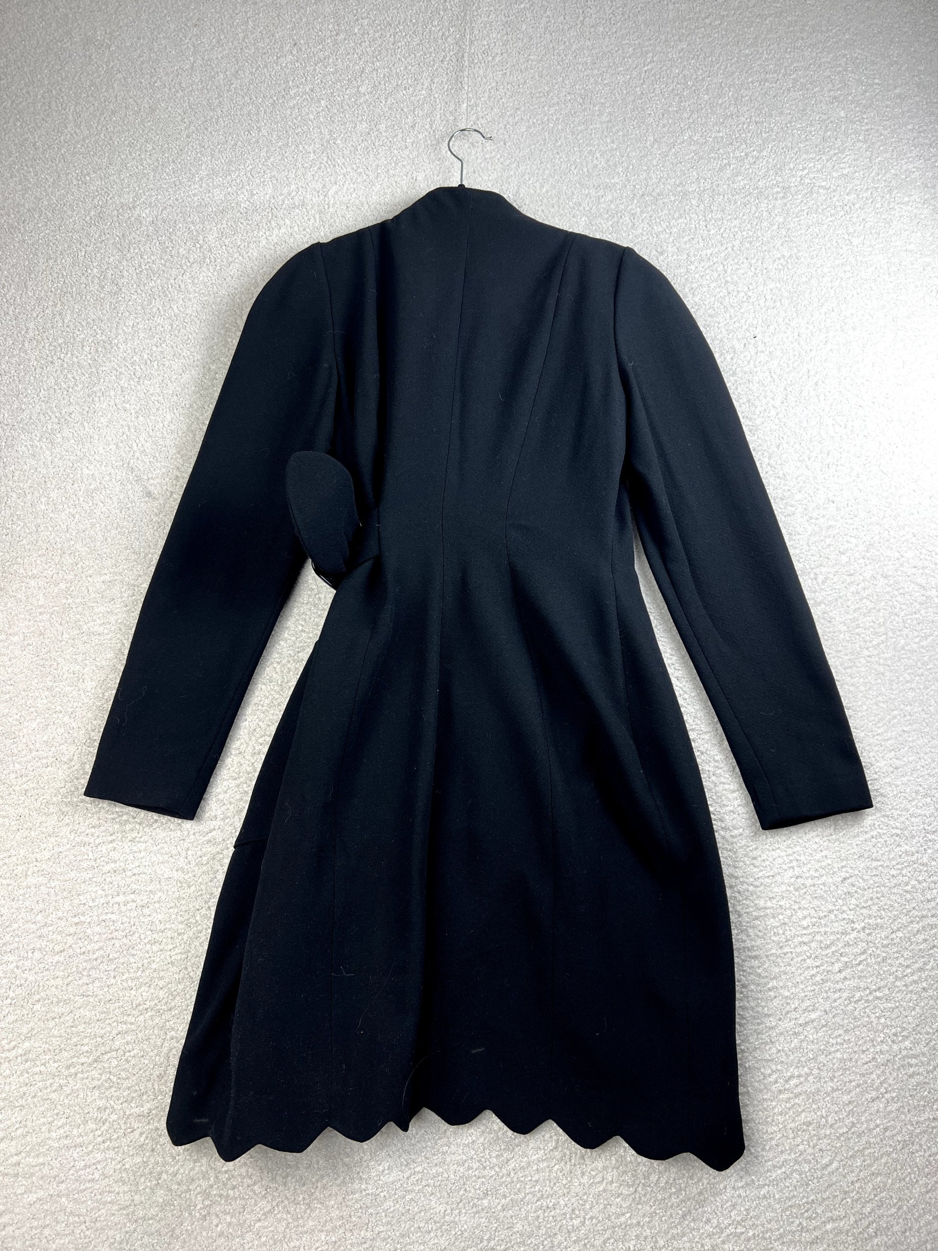 Thierry Mugler Women's Black Scalloped Edge Wrap Dress Size 42 image 10