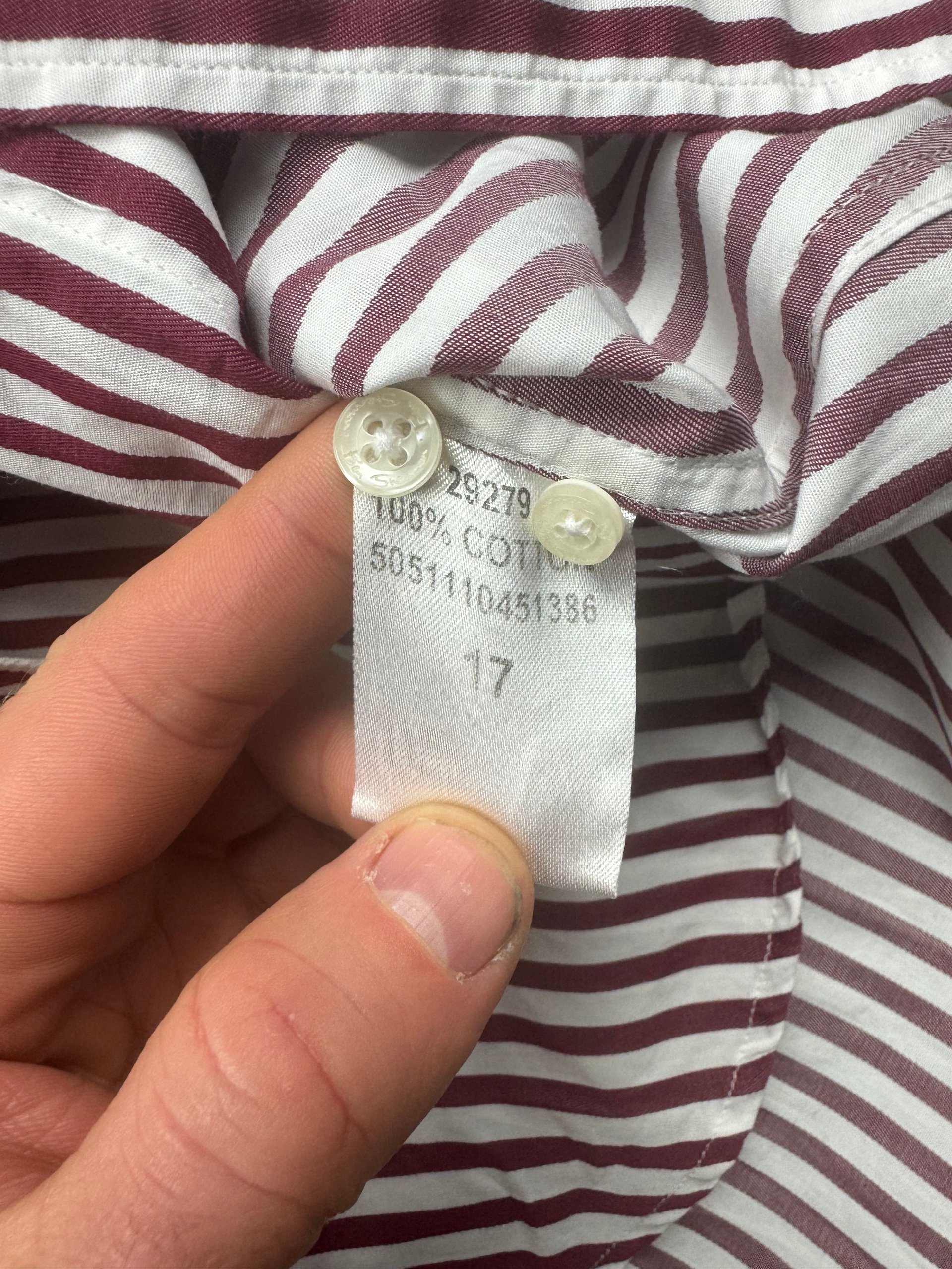 Ben Sherman Burgundy & White Stripe Button Down Shirt 17 (Men's) image 5