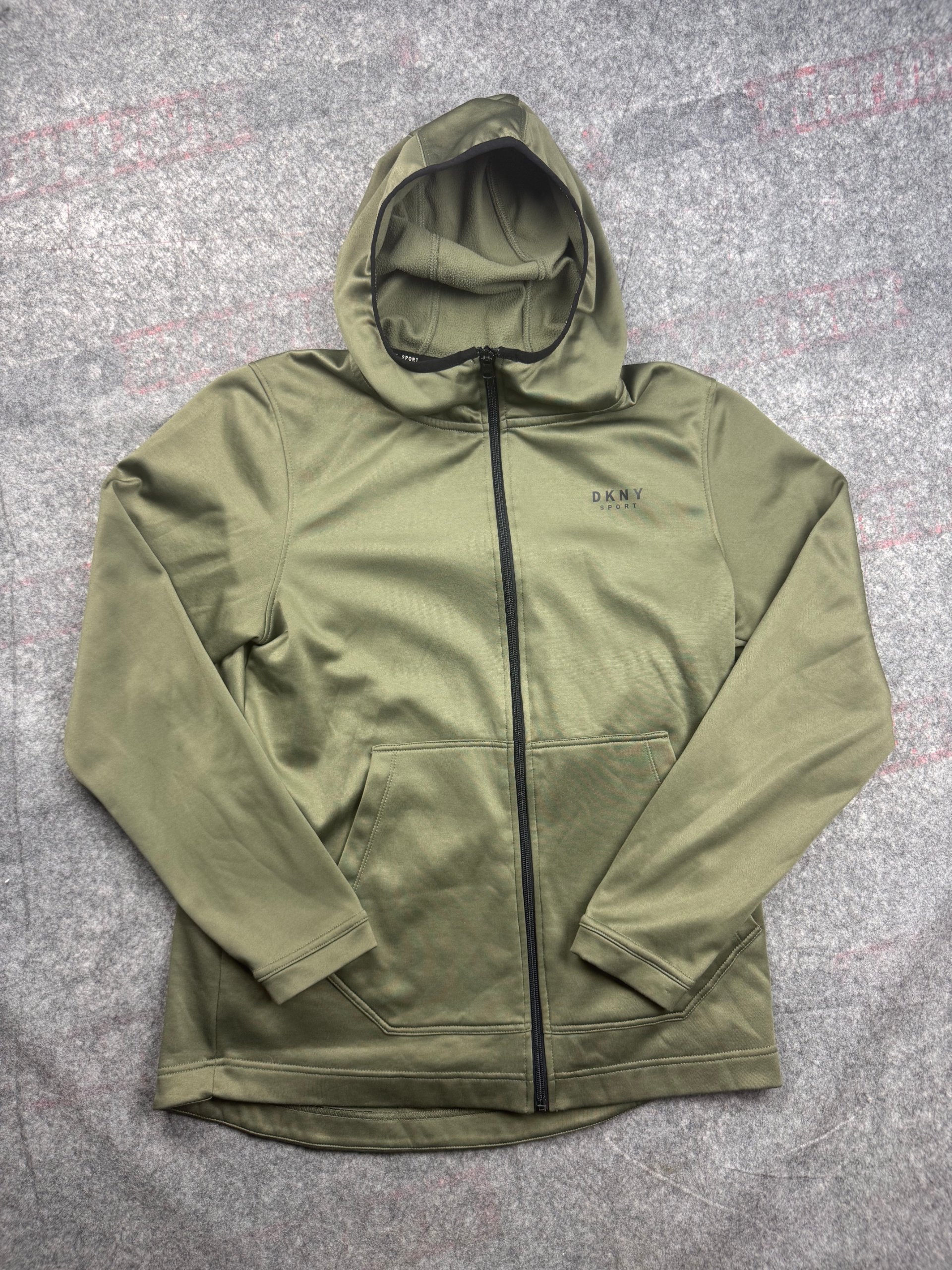 DKNY Olive Green Zip Hoodie Men’s/Unisex Polyester Small