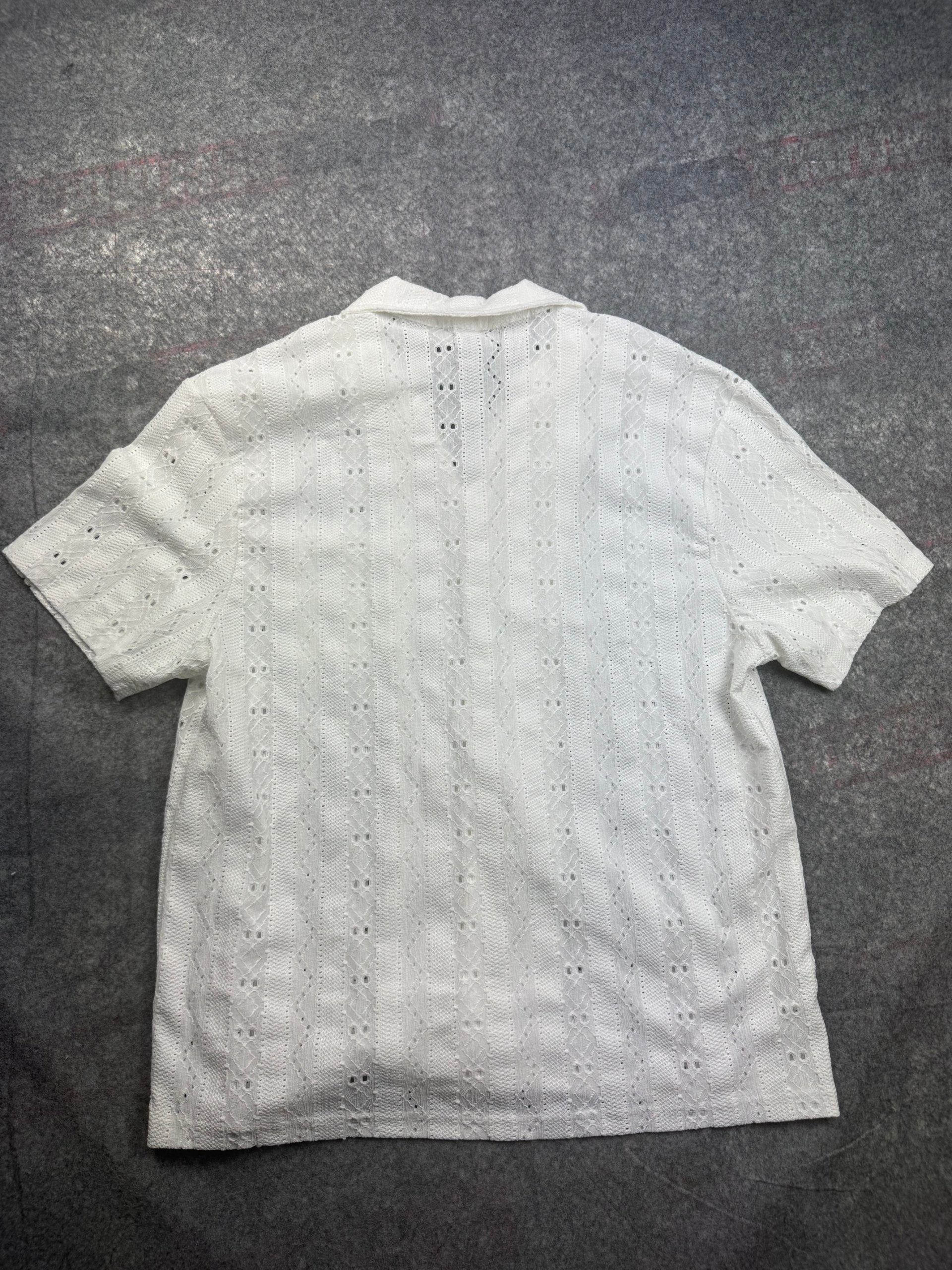Oiler & Boiler White Eyelet Knit Short Sleeve Shirt Large image 4