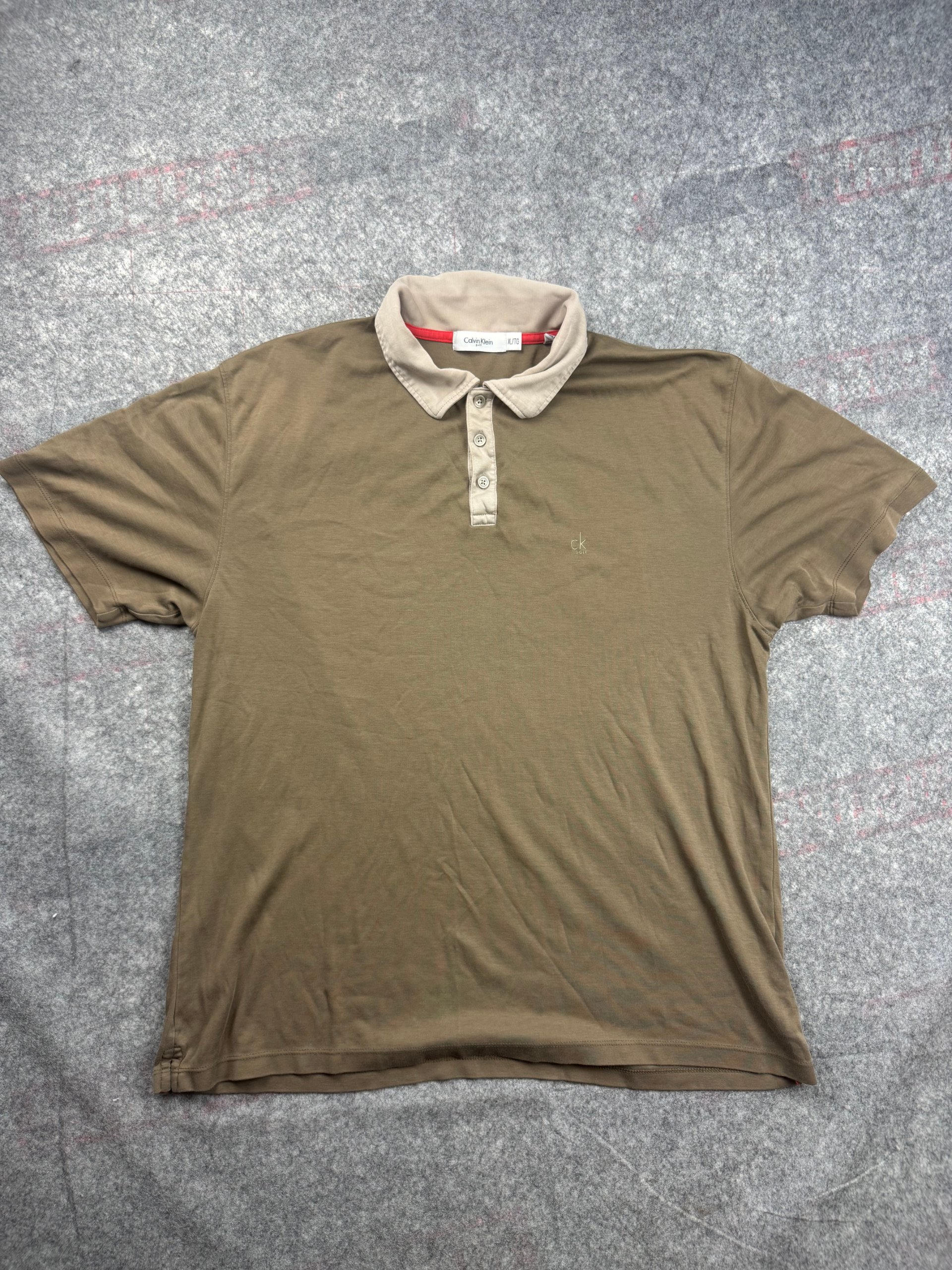 Calvin Klein Khaki & Beige Golf Polo XL Short Sleeve