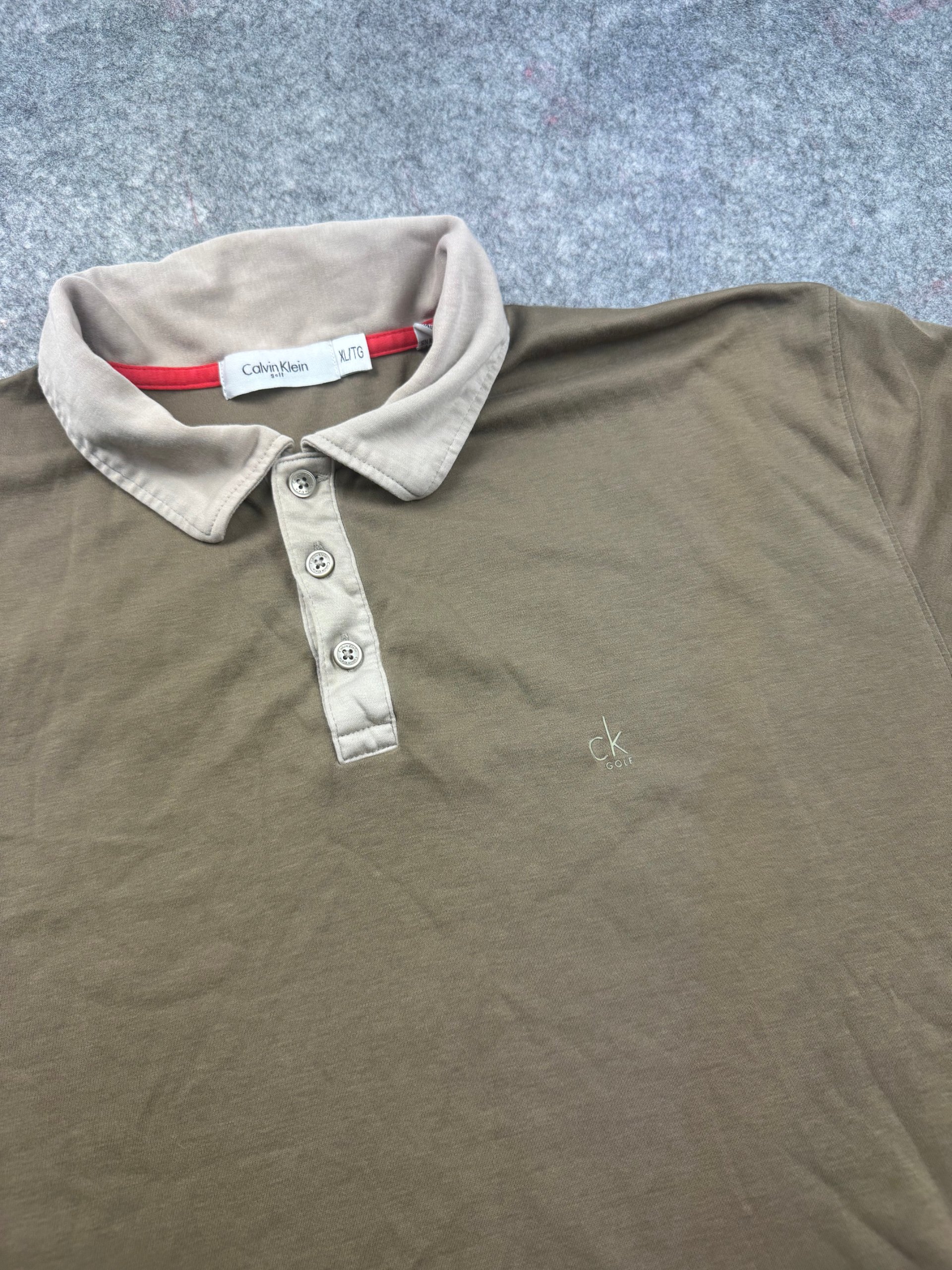 Calvin Klein Khaki & Beige Golf Polo XL Short Sleeve image 2