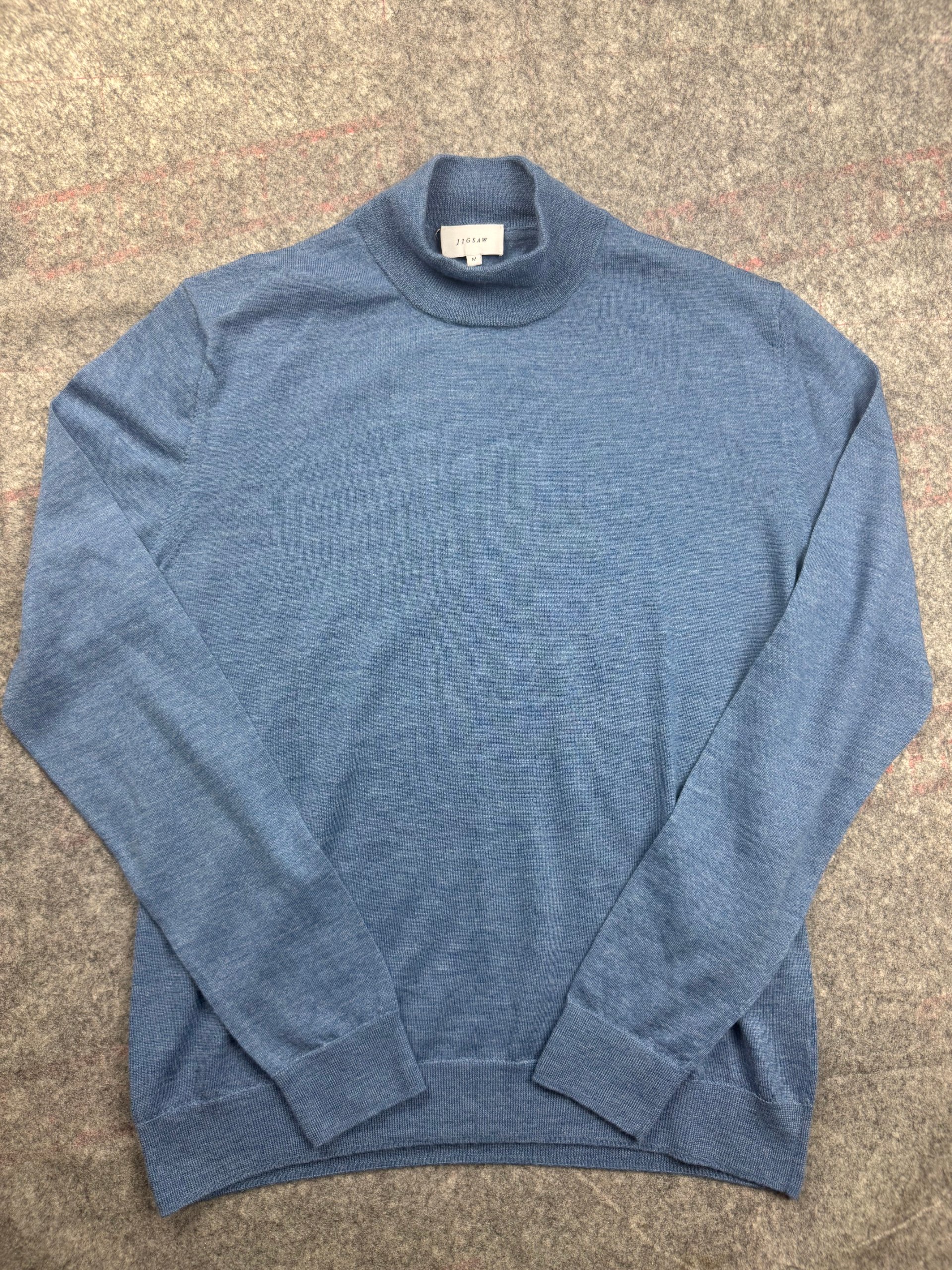 Jigsaw Blue Merino Wool Funnel Neck Sweater M