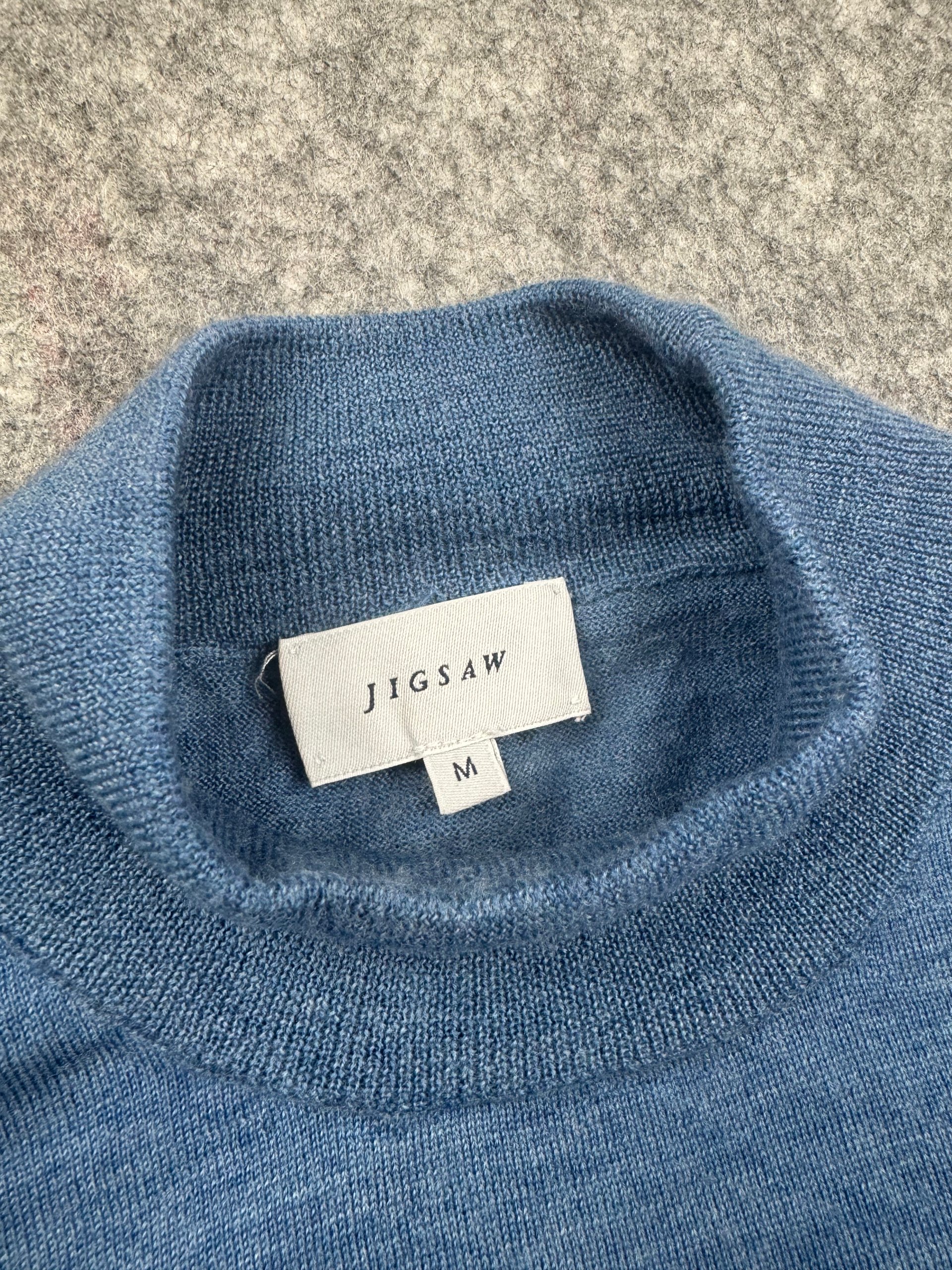 Jigsaw Blue Merino Wool Funnel Neck Sweater M image 2