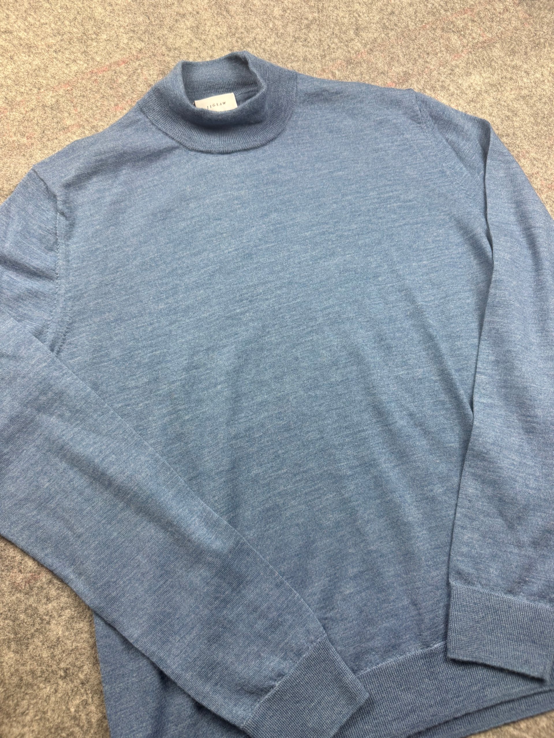 Jigsaw Blue Merino Wool Funnel Neck Sweater M image 3