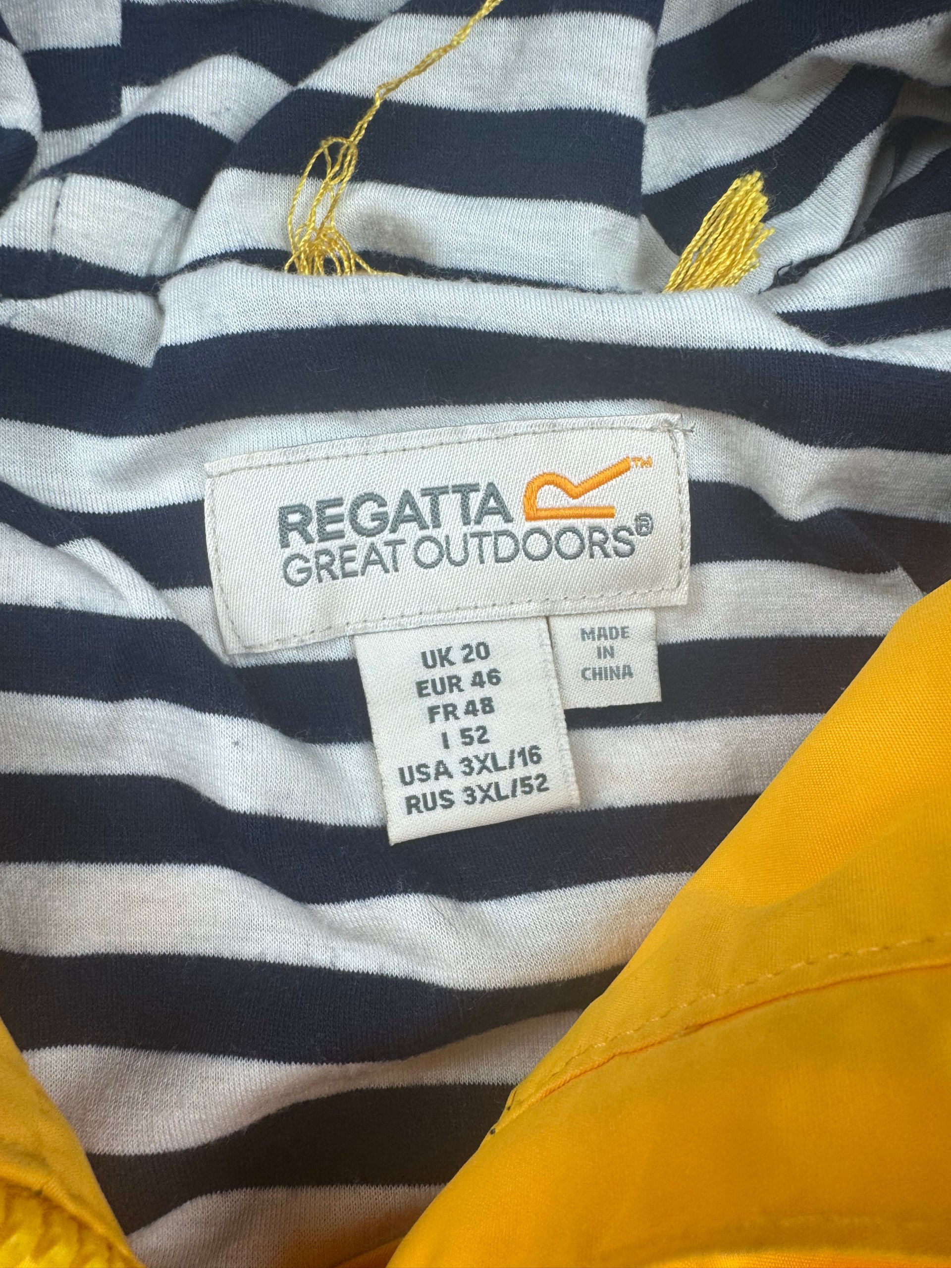 Regatta Yellow Hooded Rain Jacket Women’s UK 20 Striped Lined image 4
