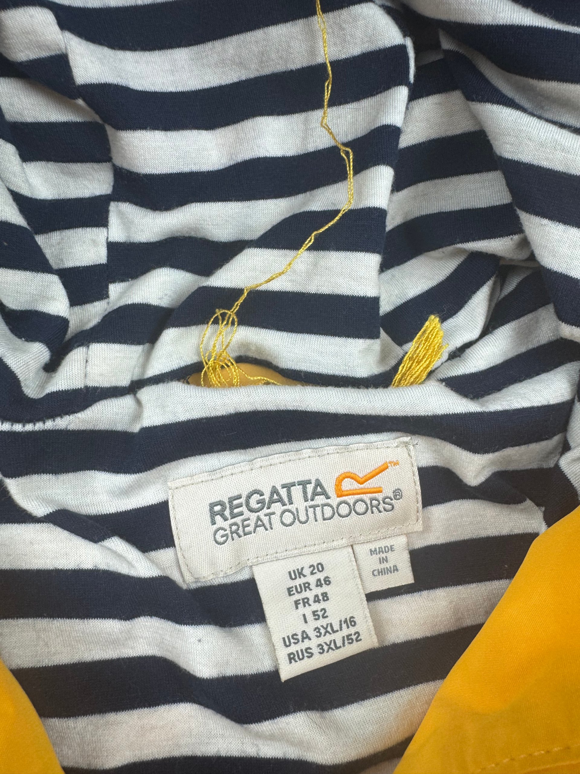 Regatta Yellow Hooded Rain Jacket Women’s UK 20 Striped Lined image 5