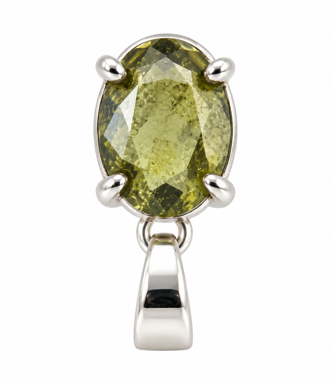 Olive Green Faceted Gemstone Pendant Small size