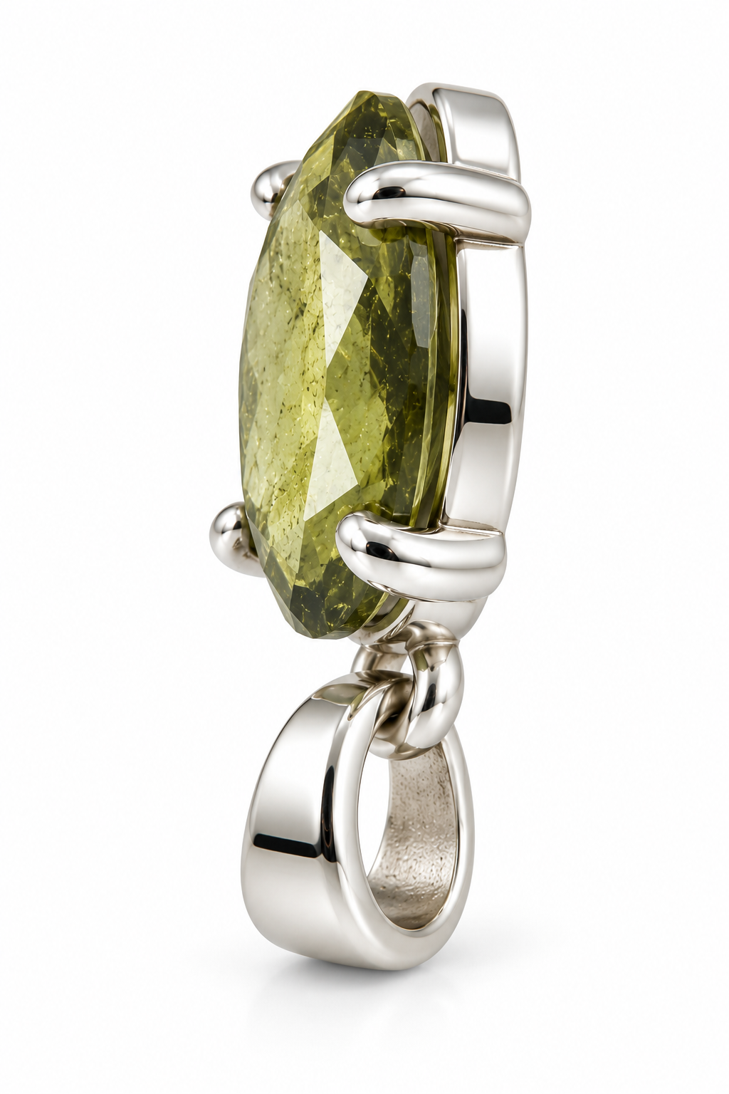Olive Green Faceted Gemstone Pendant Small size image 3