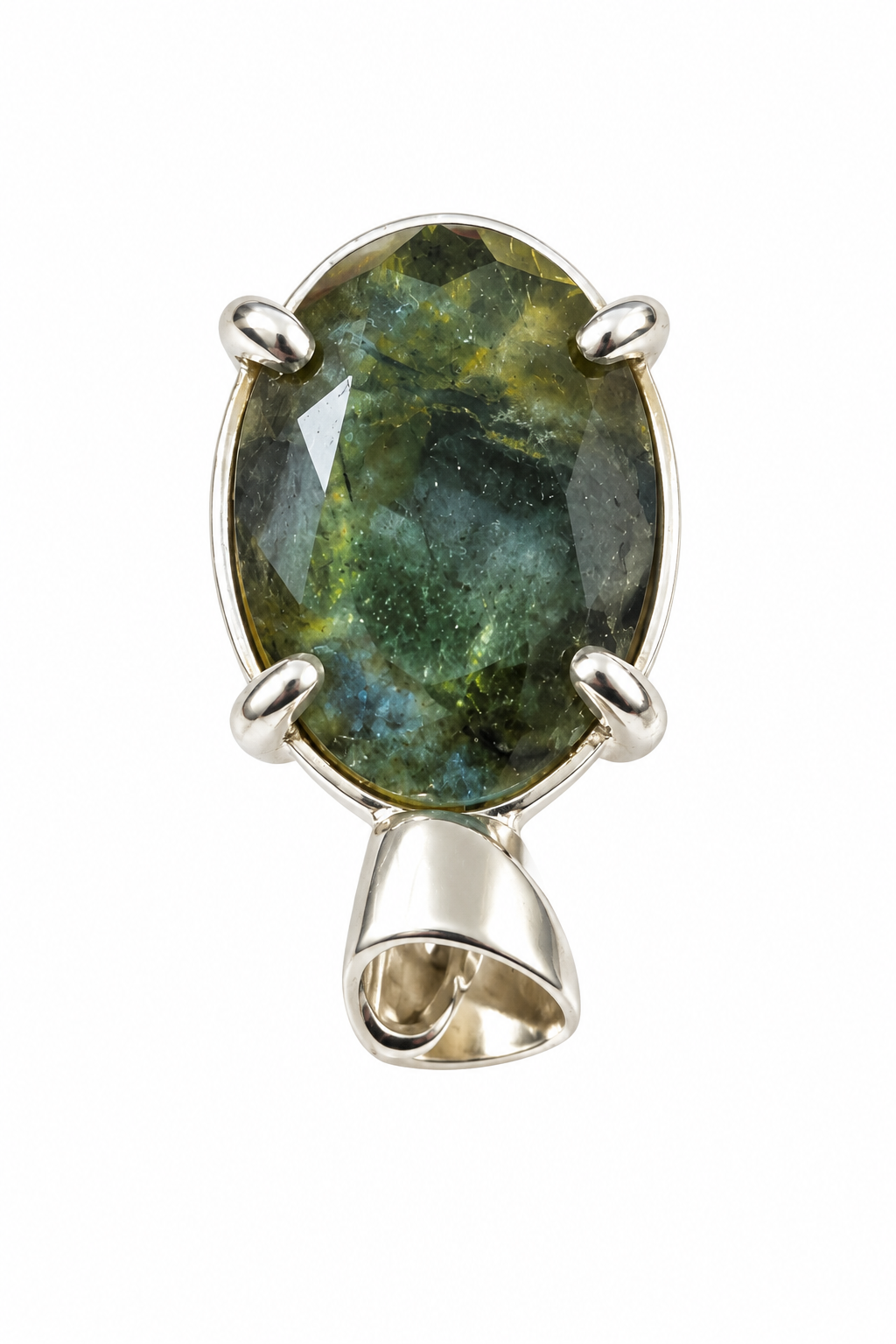 Unbranded Green Labradorite Pendant Oval Faceted small size