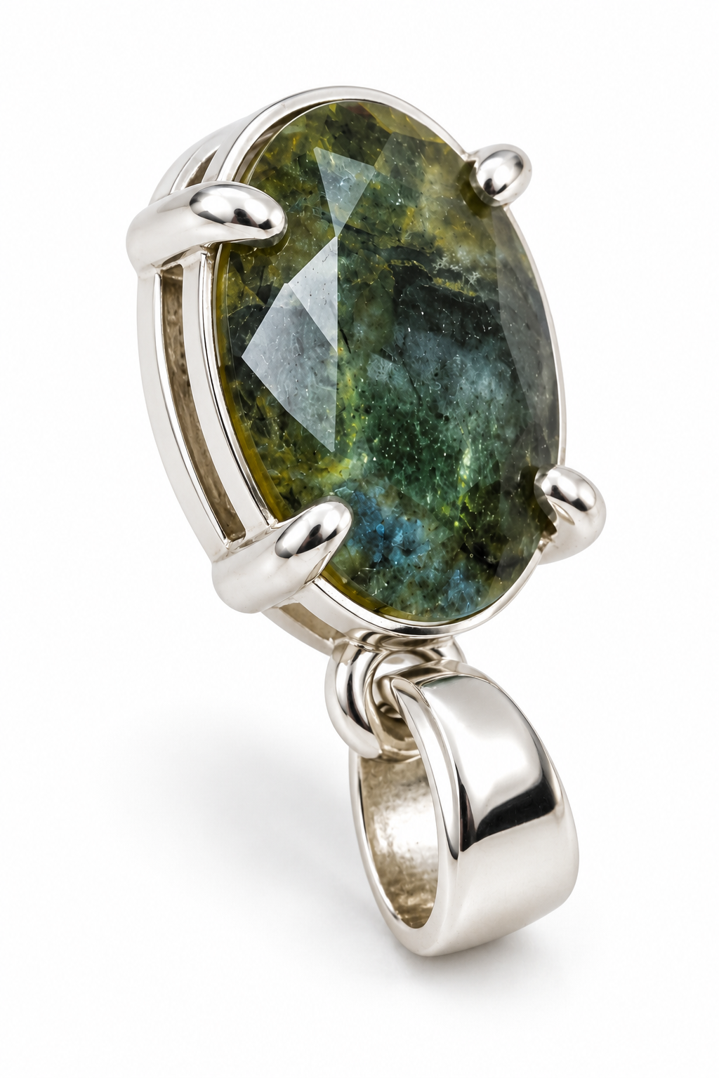 Unbranded Green Labradorite Pendant Oval Faceted small size image 3