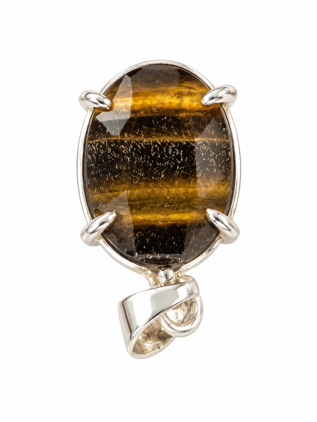 Sterling Tiger's Eye Oval Pendant Charm small size