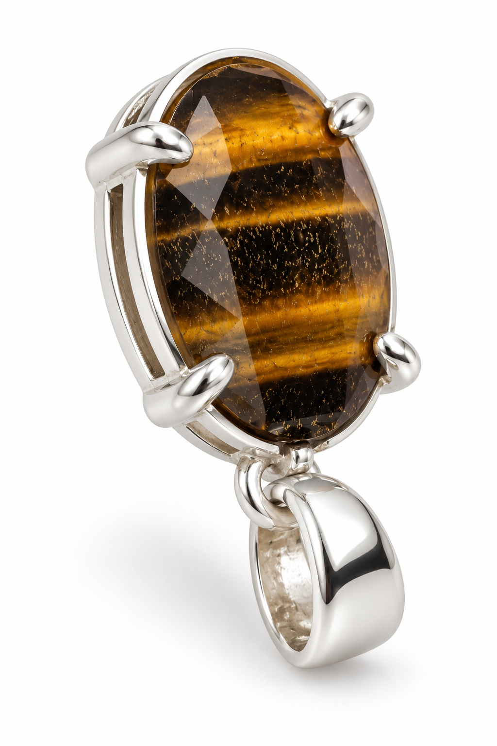 Sterling Tiger's Eye Oval Pendant Charm small size image 2