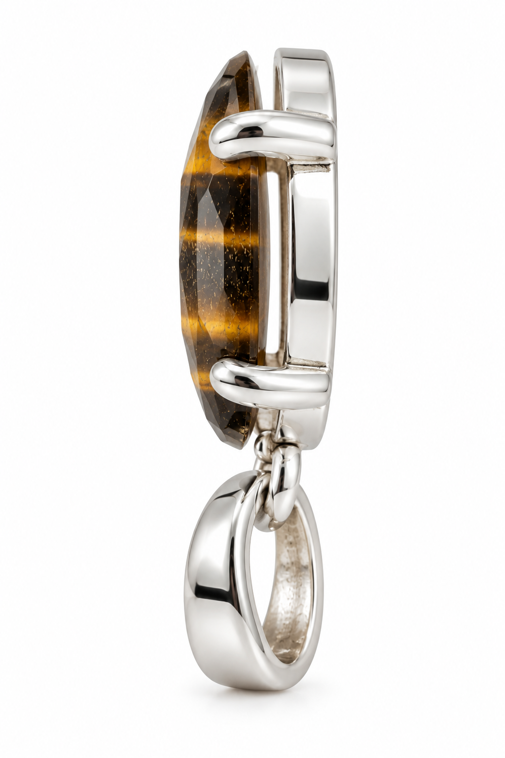 Sterling Tiger's Eye Oval Pendant Charm small size image 3