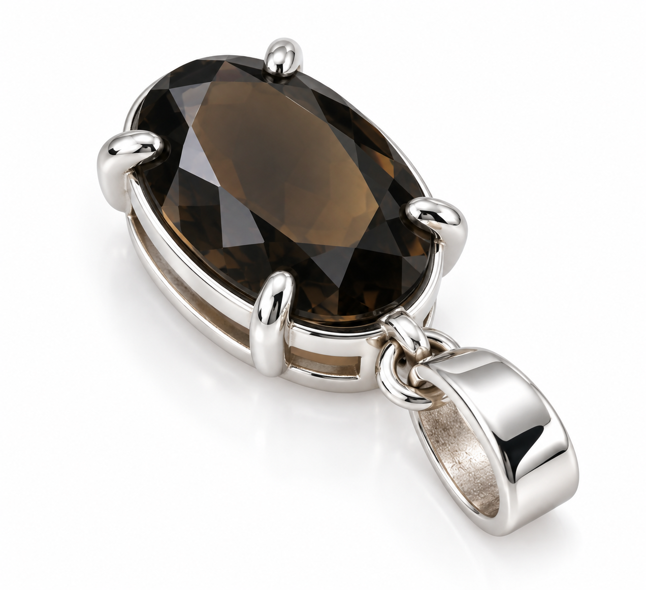 Oval Smoky Quartz Pendant Charm small size