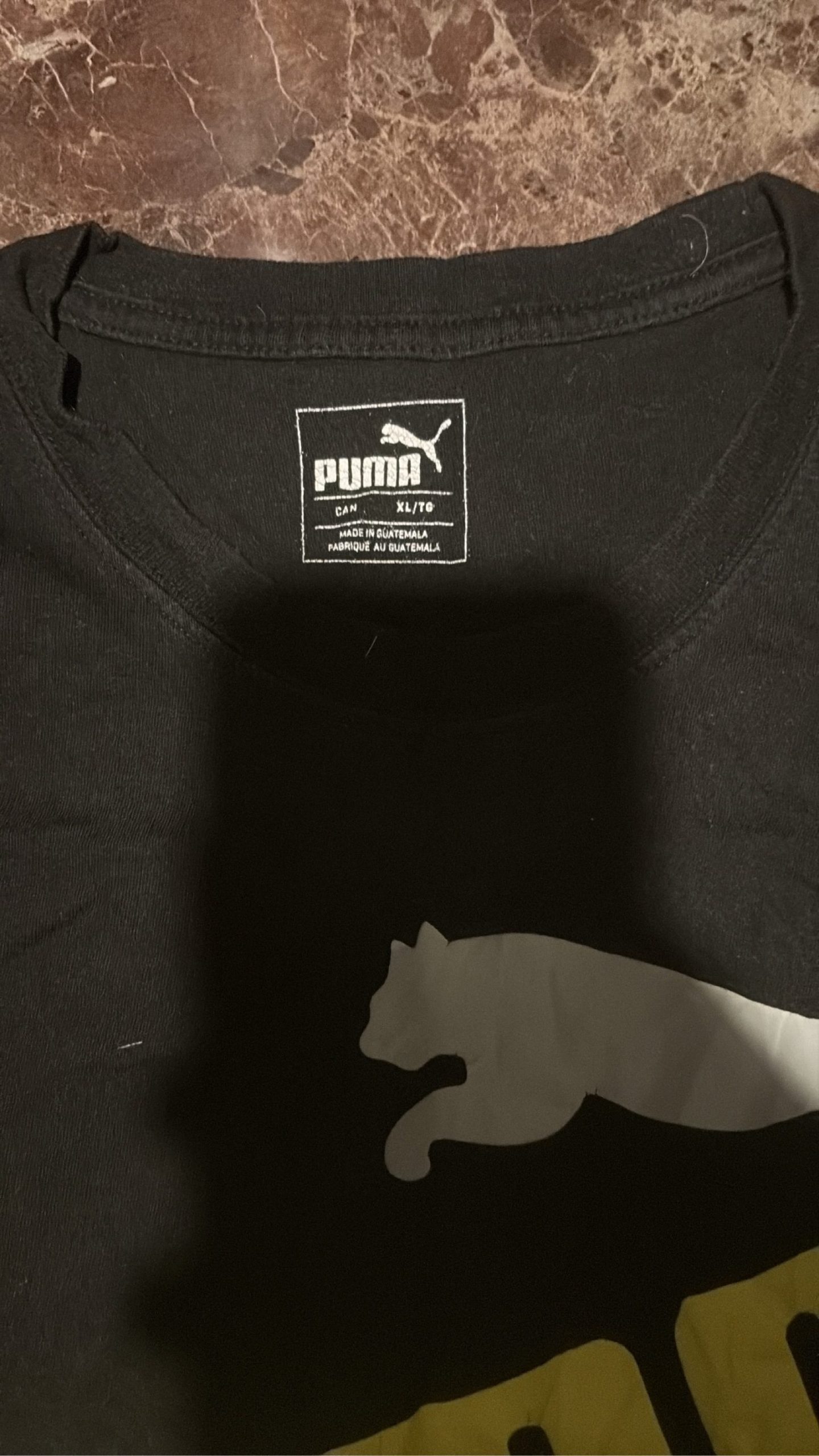 Puma Black & Yellow Men's Cotton T-Shirt XL image 2
