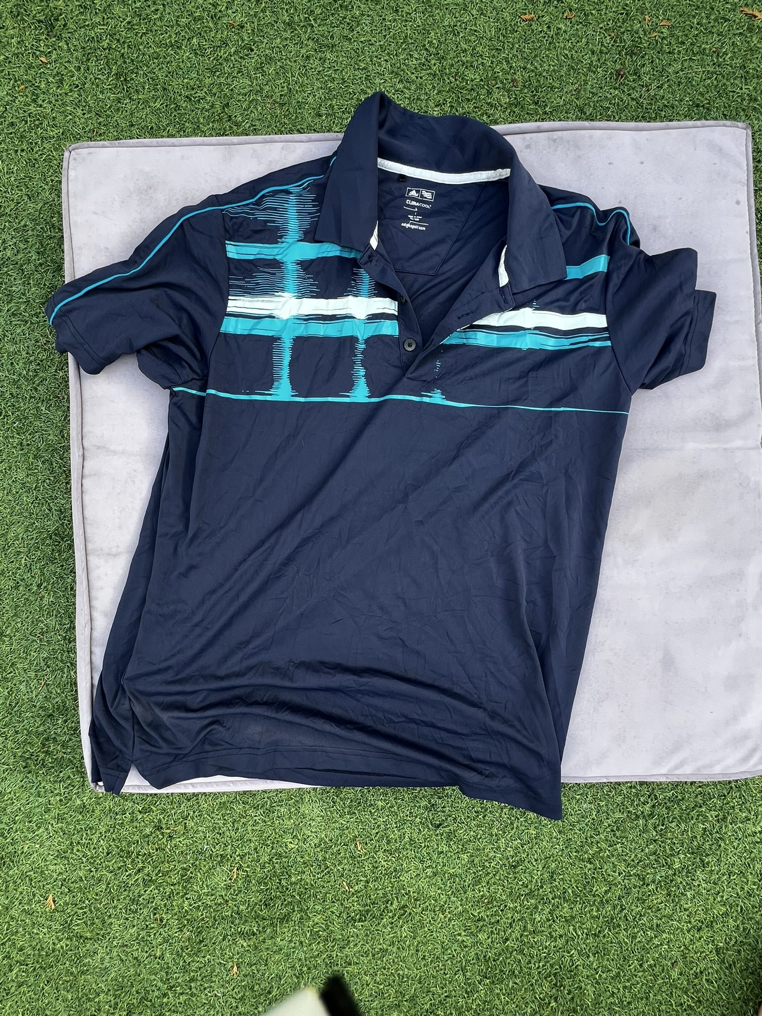 Adidas Navy Blue Climacool Polo Shirt Large