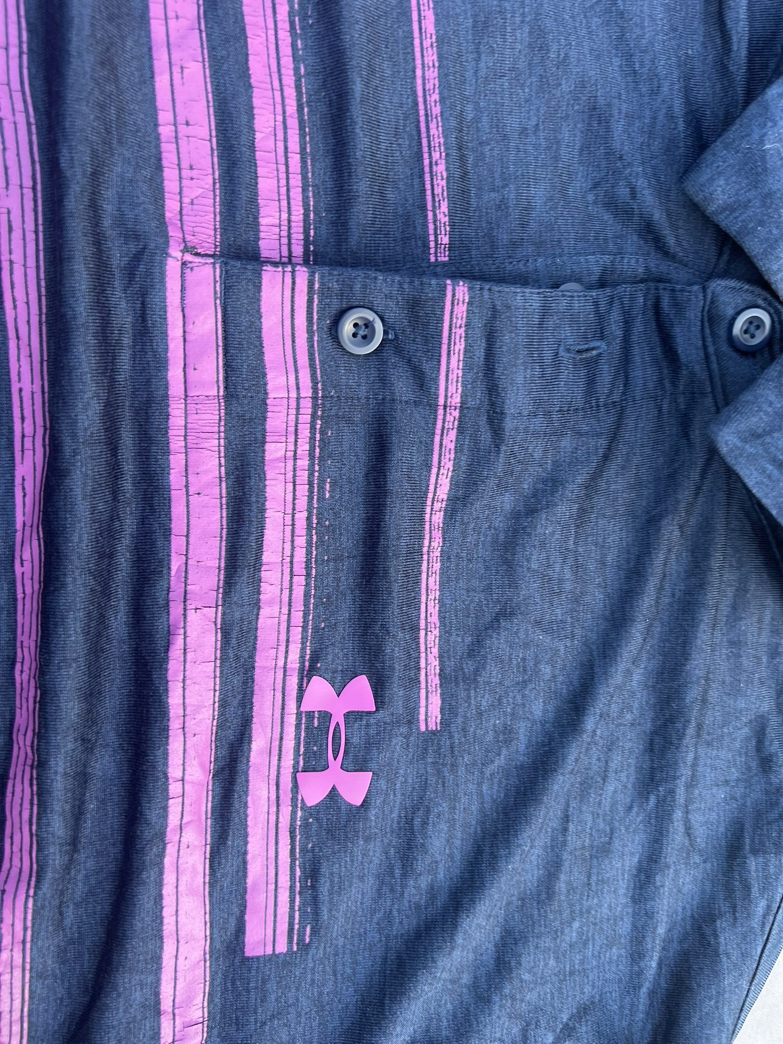 Under Armour Men's Navy & Pink Polo Shirt Large Playoff image 2