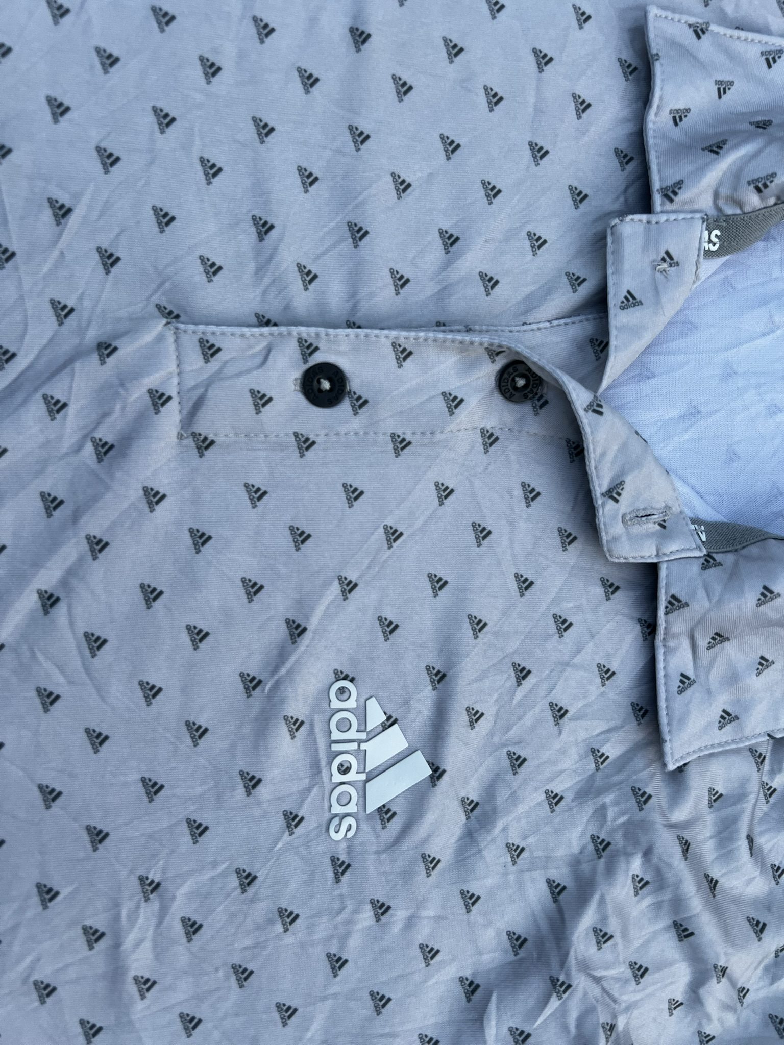 Adidas White & Grey Golf Polo Shirt Large image 2