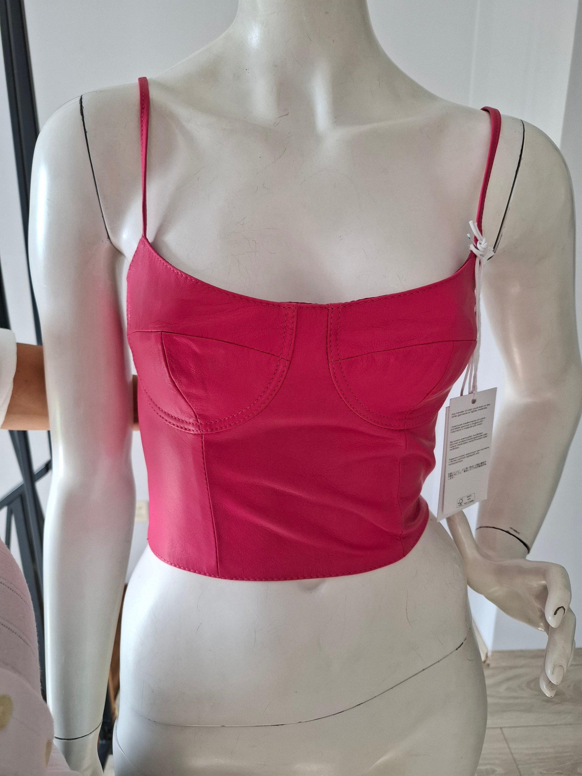 New 8 Pink Genuine Leather Corset Top Size M image 6
