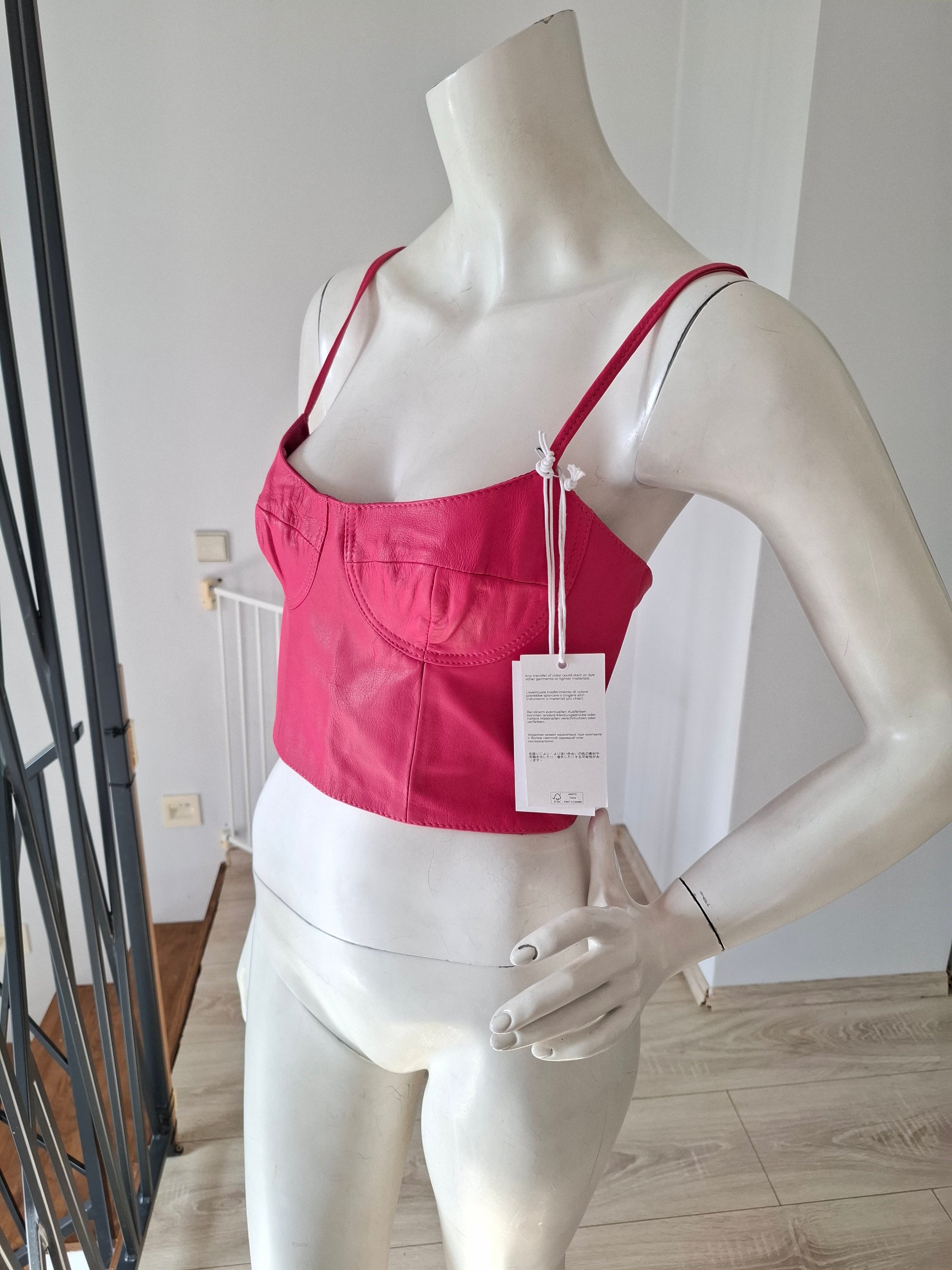 New 8 Pink Genuine Leather Corset Top Size M image 8