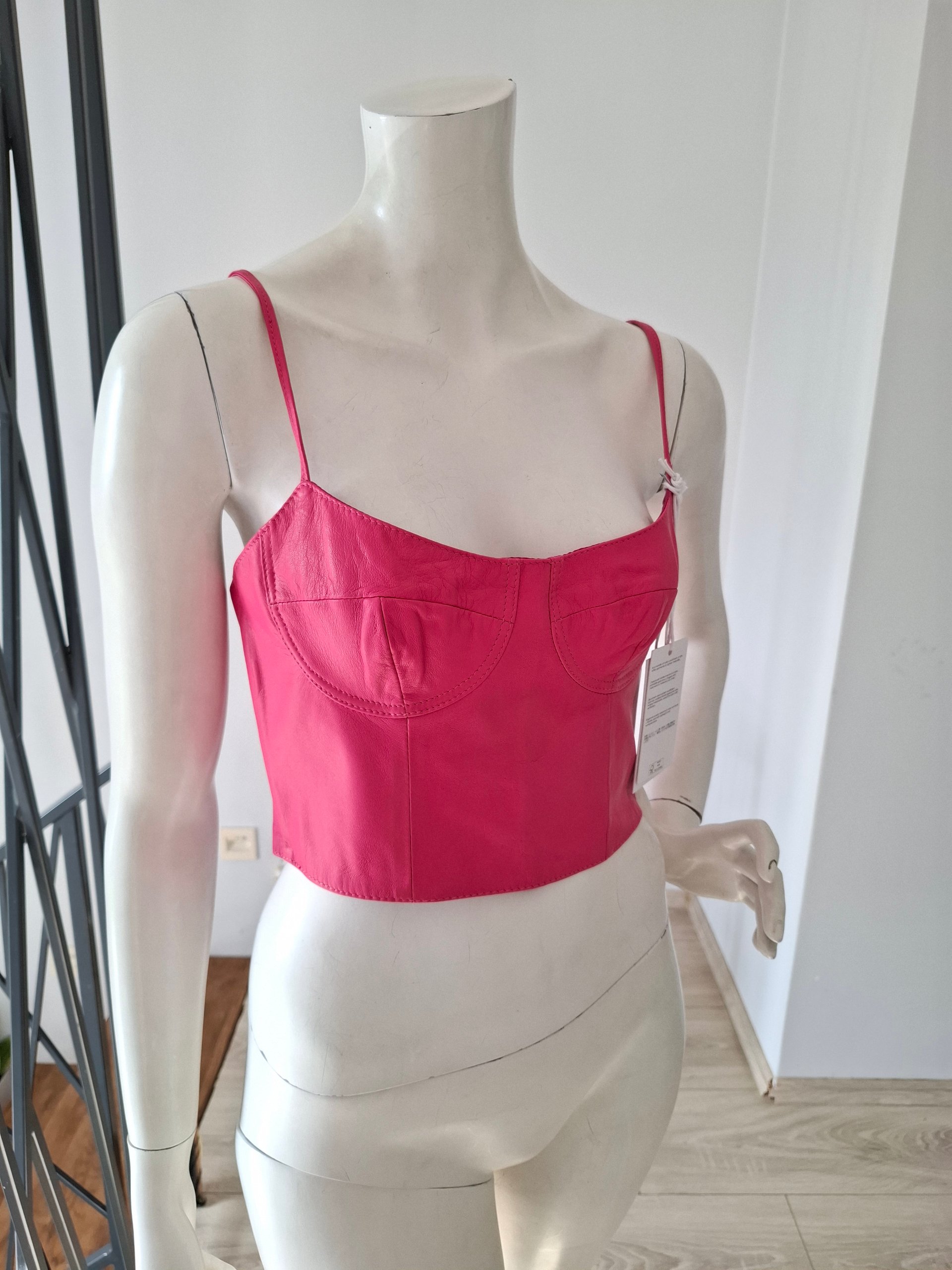 New 8 Pink Genuine Leather Corset Top Size M image 9