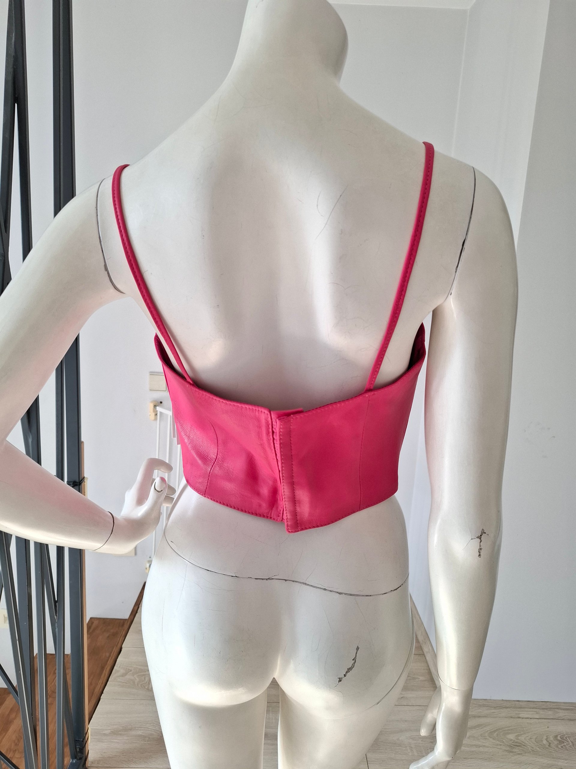 New 8 Pink Genuine Leather Corset Top Size M image 10